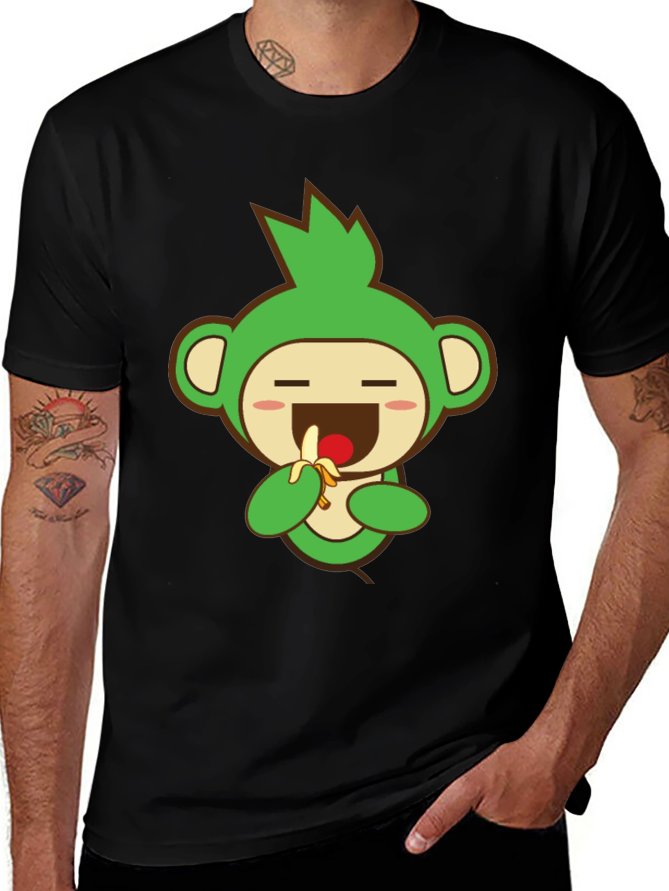 Variant 25 of Cute Monkey Graphic Tee - Black Cotton Blend