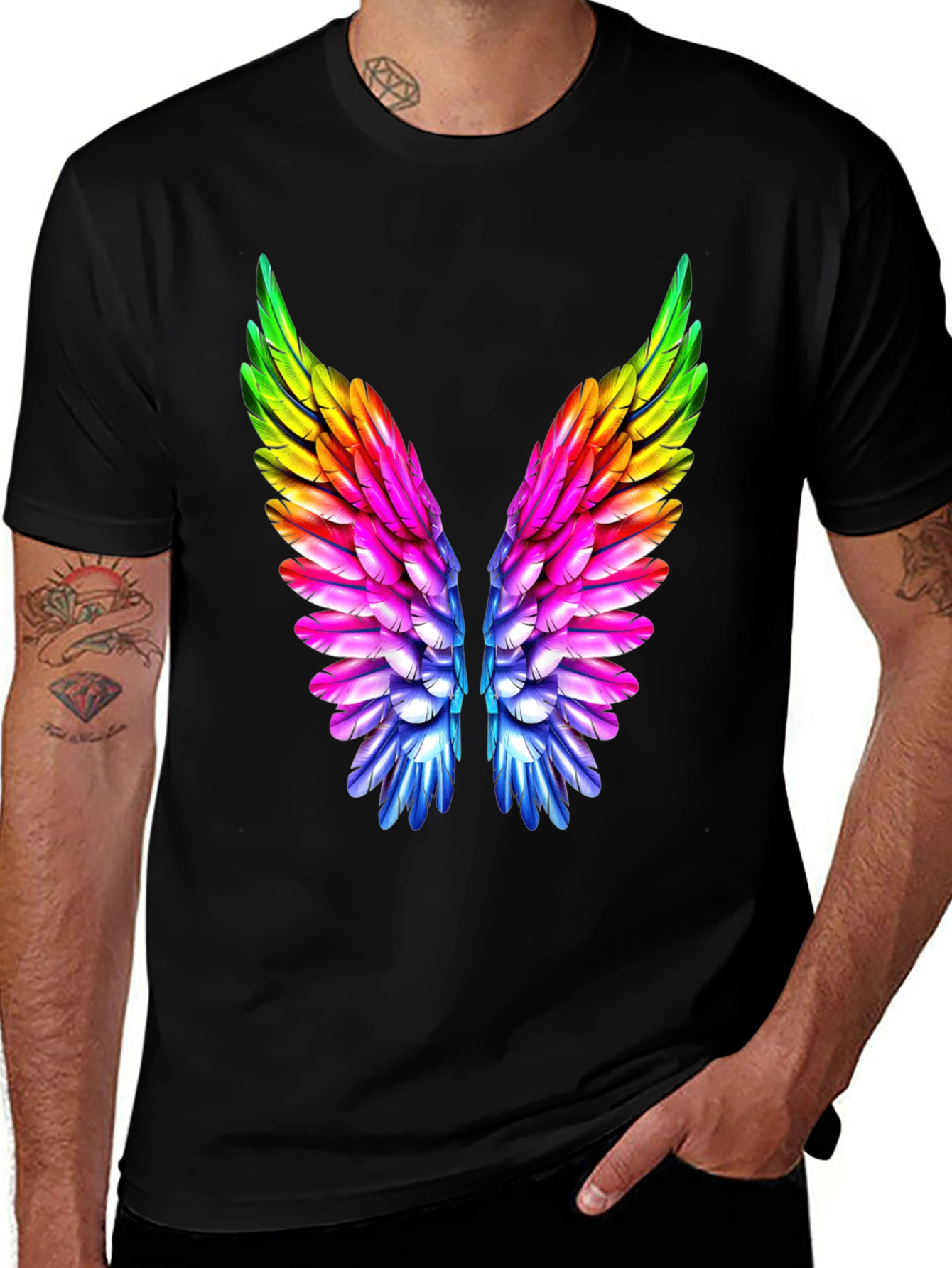 Variant 26 of Rainbow Wings Graphic Tee - Bold & Vibrant