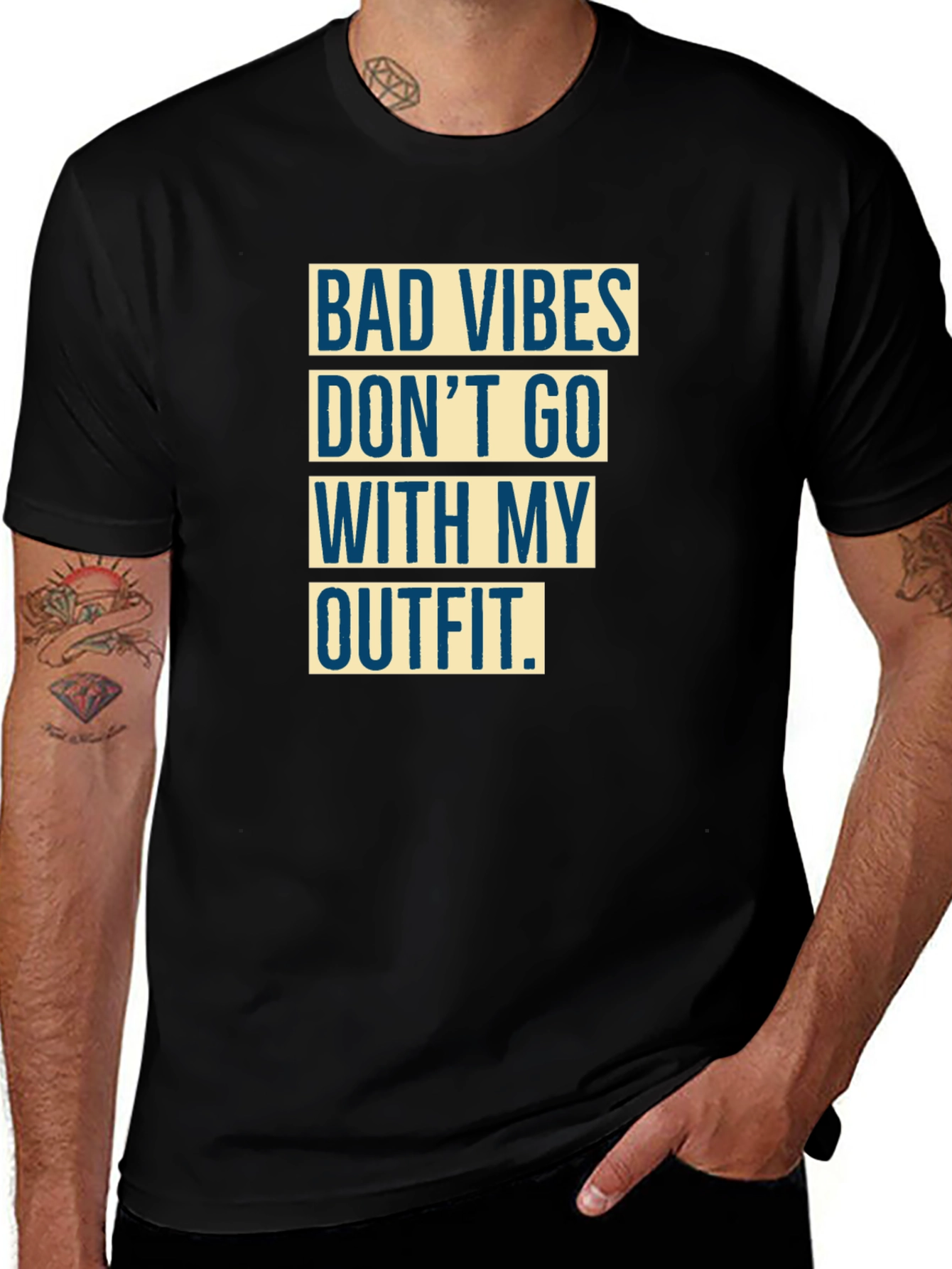 Variant 25 of Bad Vibes Outfit T-Shirt - Black Tee
