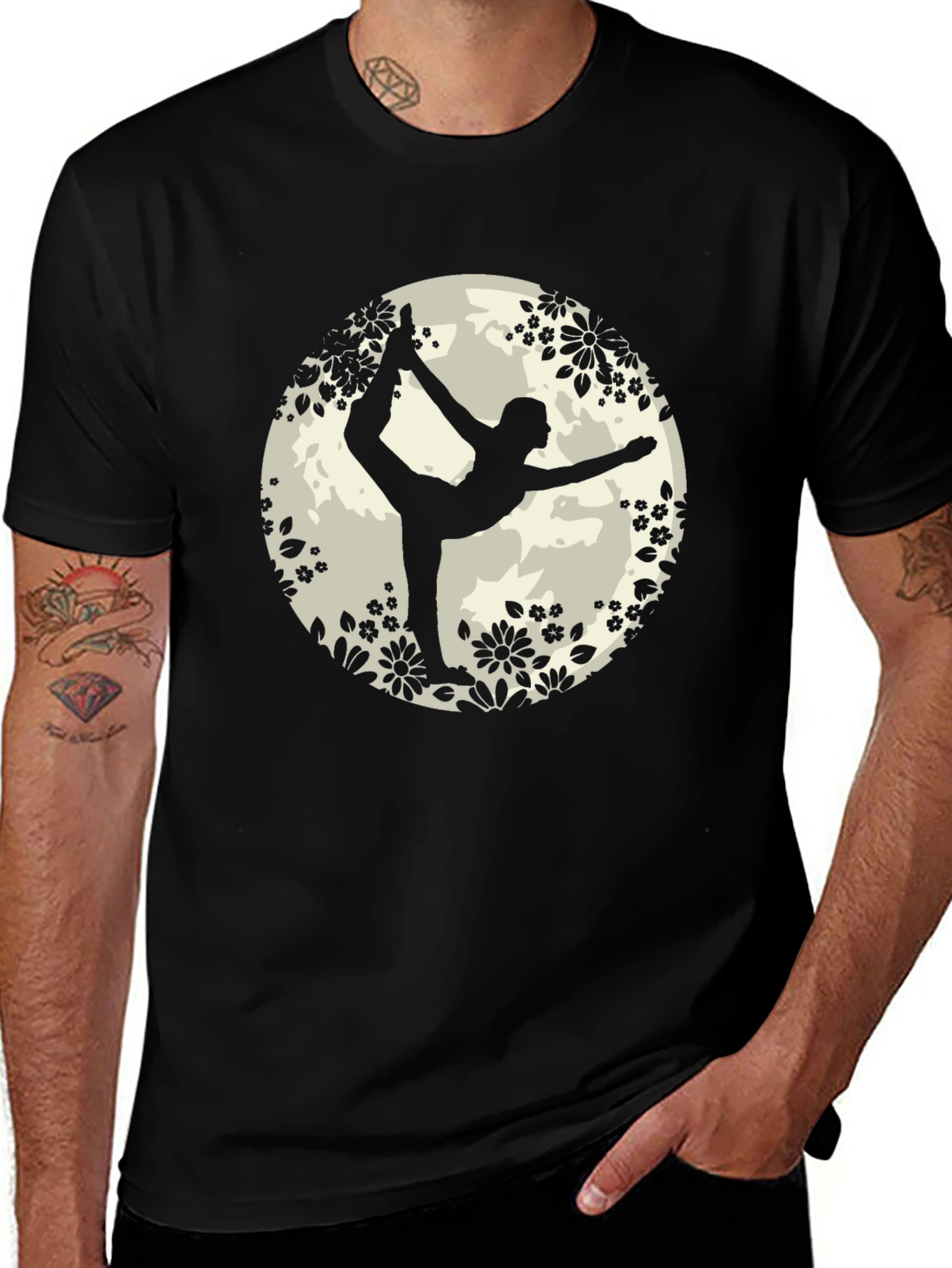 Variant 29 of Yoga Pose on Moon Black T-Shirt