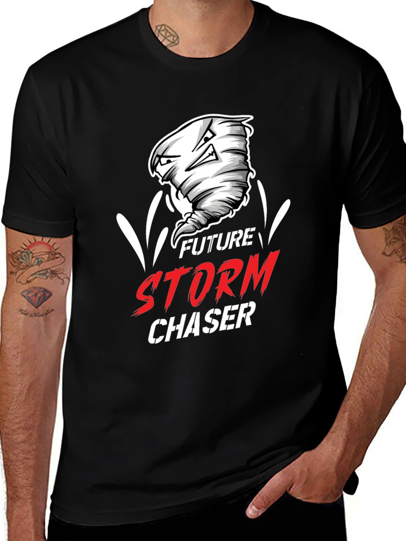 Variant 27 of Future Storm Chaser Graphic Tee - Black Cotton T-Shirt