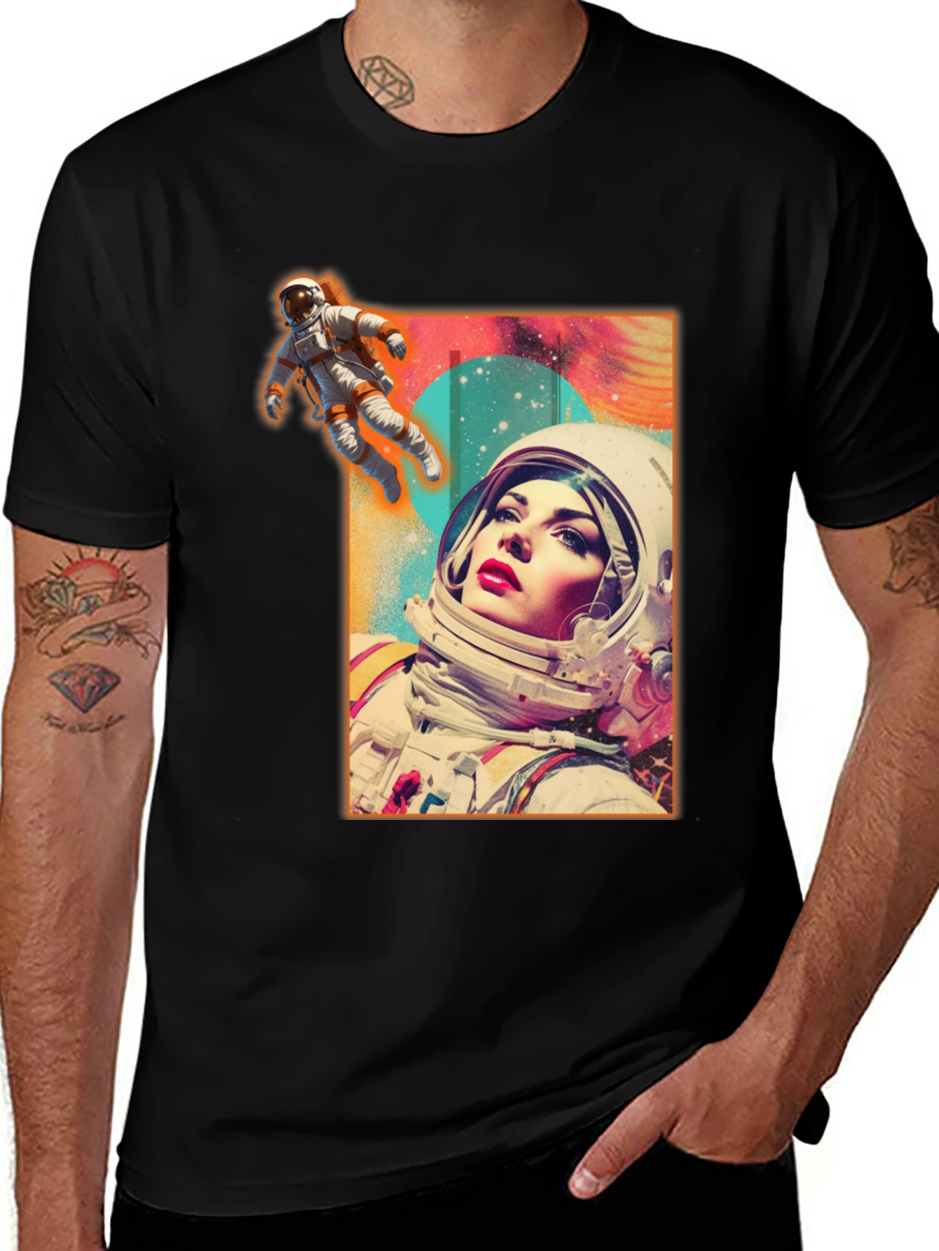 Variant 15 of Astronaut Woman Graphic Tee - Stylish Space Design