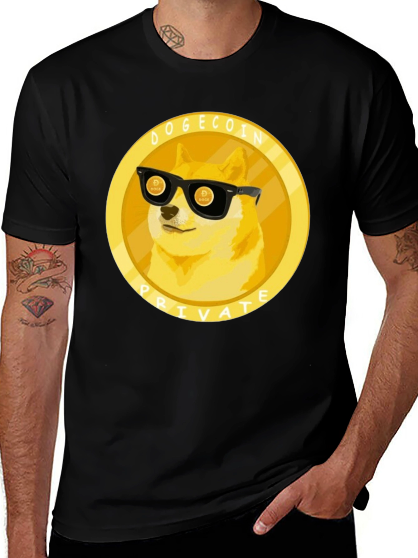 Variant 7 of Dogecoin Private T-Shirt - Black Crypto Tee