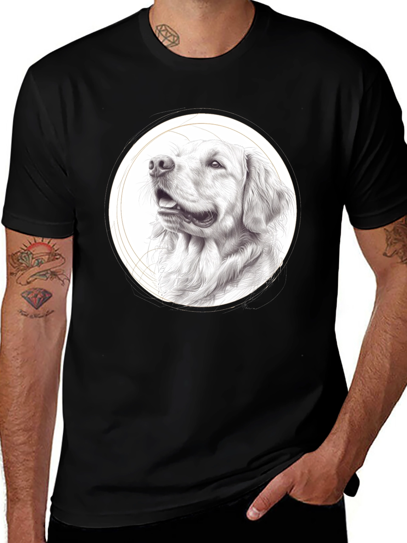Variant 18 of Dog Portrait Black T-Shirt - Artistic Pet Lover Tee