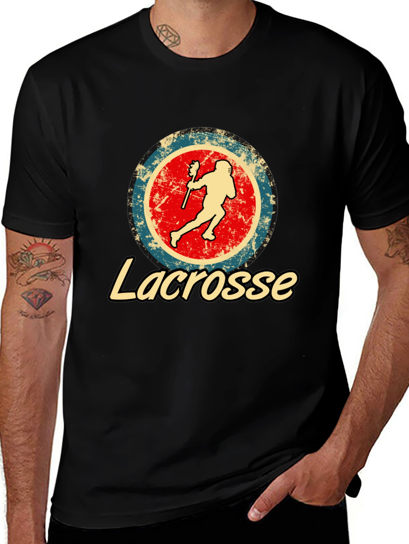 Variant 13 of Lacrosse Player Graphic T-Shirt - Vintage Design