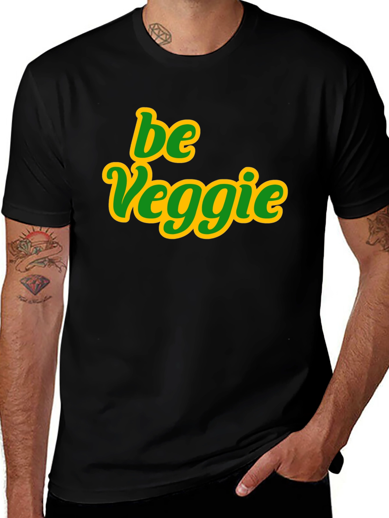 Variant 17 of Be Veggie Graphic Tee - Black Cotton T-Shirt