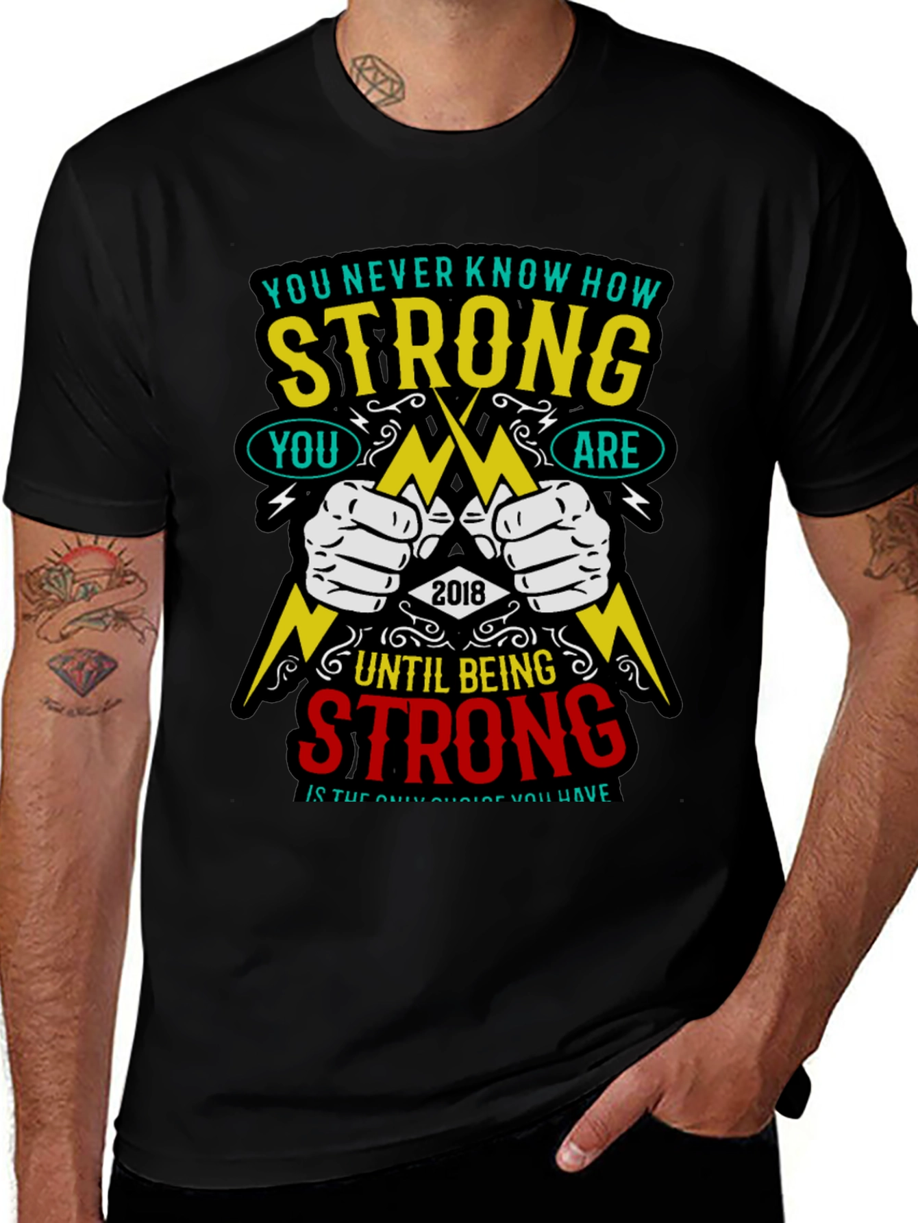 Variant 24 of Strong Graphic Tee - Motivational Black T-Shirt