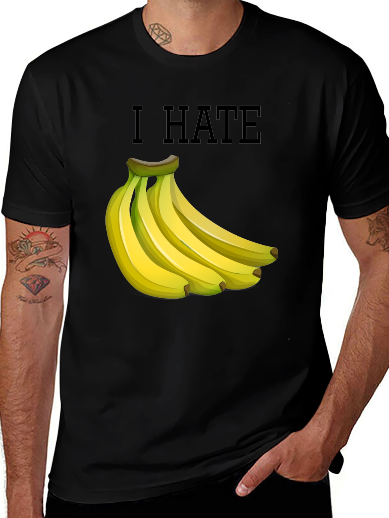 Variant 20 of I Hate Bananas Funny Graphic T-Shirt - Black