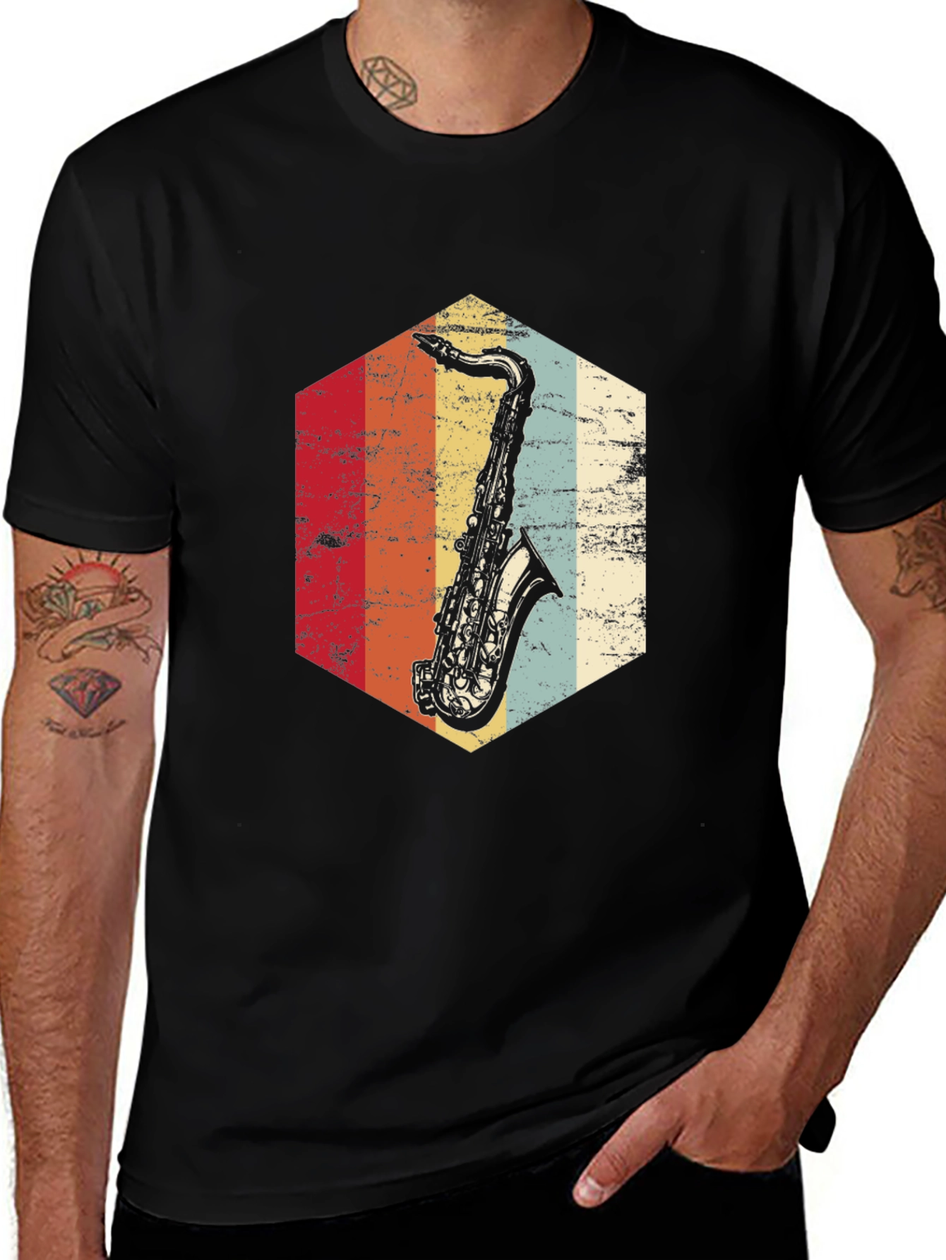 Variant 26 of Retro Saxophone T-Shirt - Musical Instrument Tee