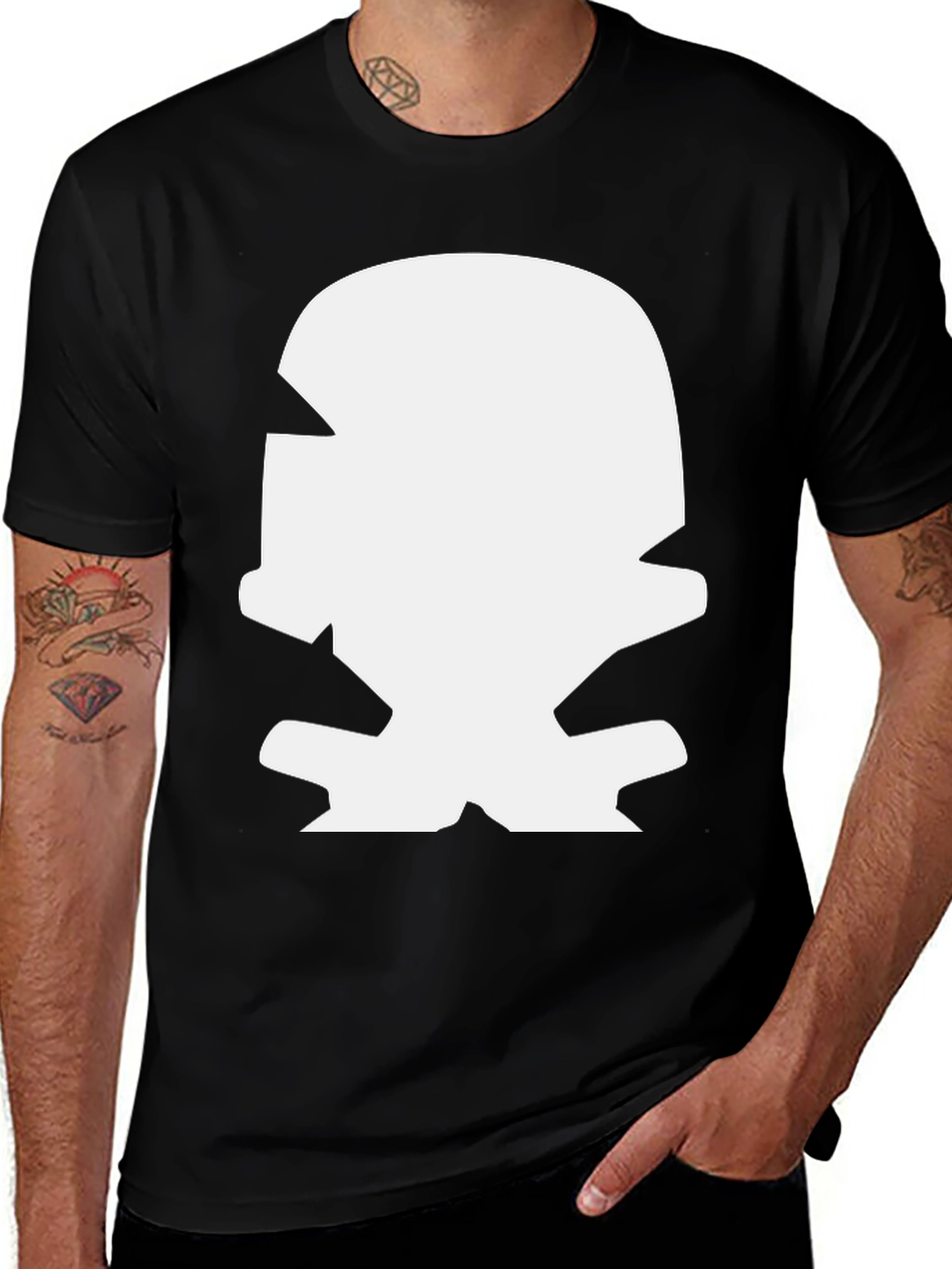 Variant 22 of Bold Graphic Tee: White Mascot Design on Black