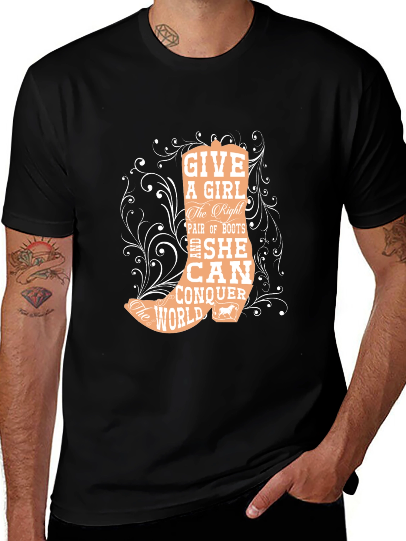 Cowgirl Boots T-Shirt: Conquer The World