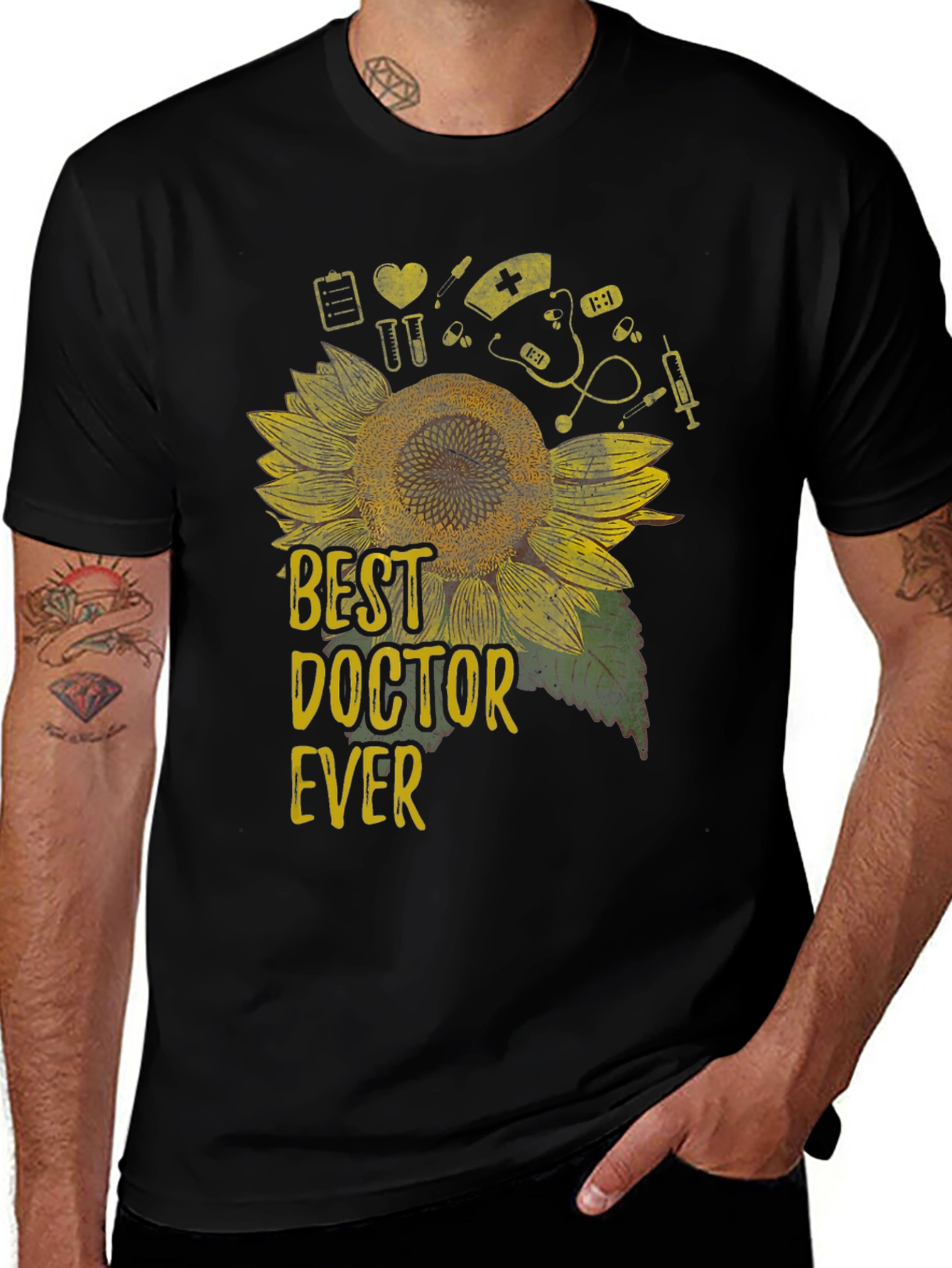 Variant 7 of Best Doctor Ever Sunflower Graphic Tee