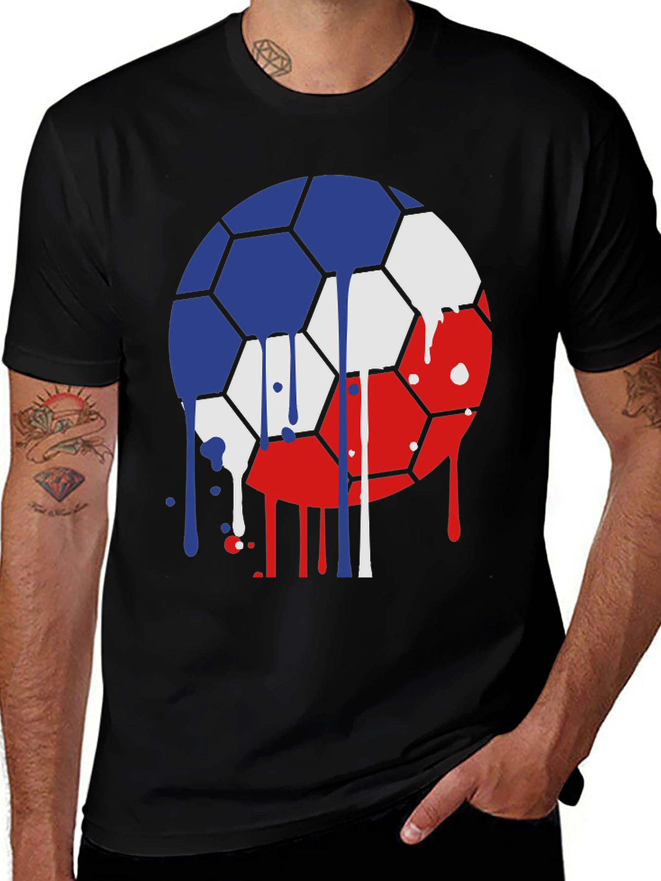 Variant 19 of Dripping Soccer Ball Graphic Tee - Unique Design