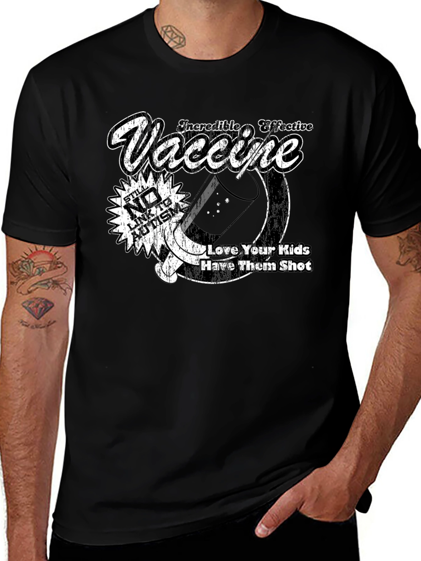 Black Pro-Vaccine Black T-Shirt - Still No Link To Autism Design main image