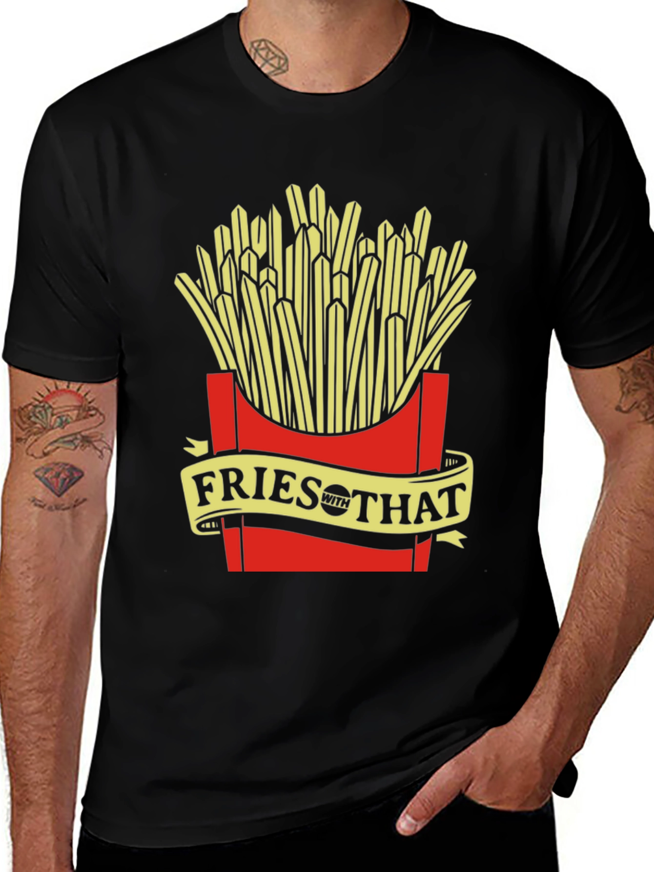 Variant 3 of Fries With That Graphic Tee - Unisex Black T-Shirt