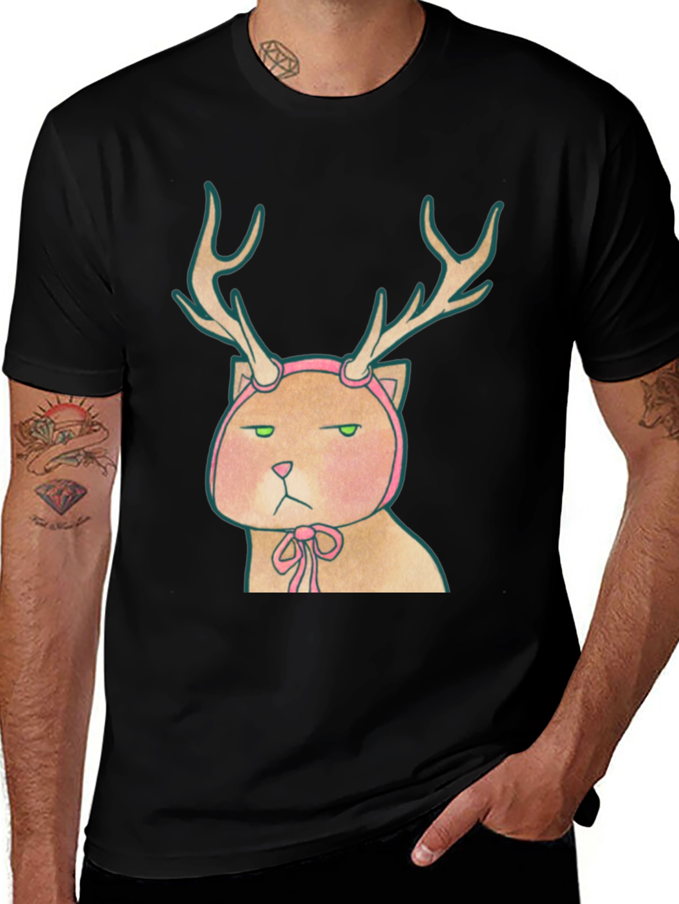 Variant 7 of Cat Deer Graphic T-Shirt - Unisex Tee