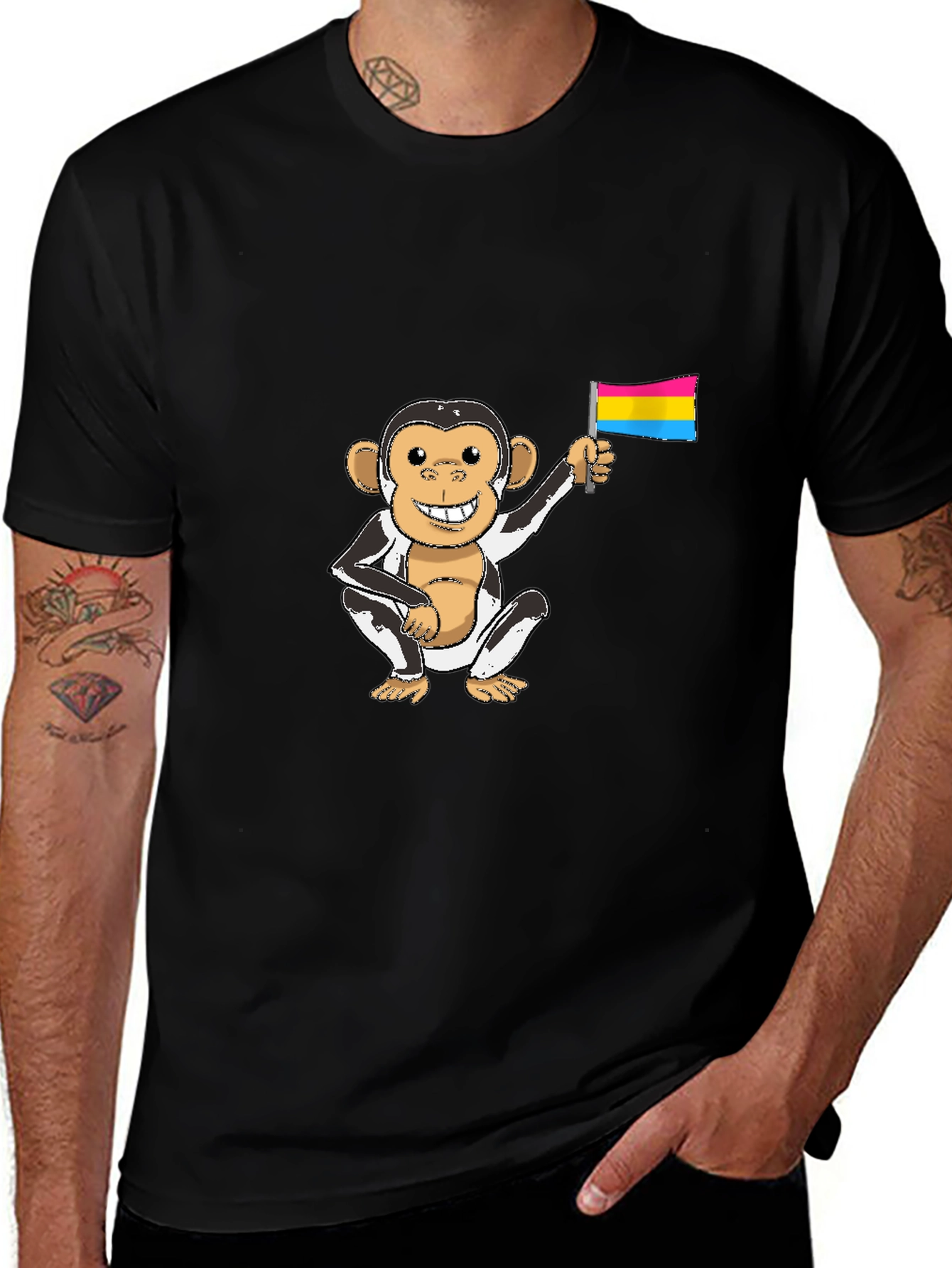 Variant 14 of Monkey Pansexual Flag Graphic Tee