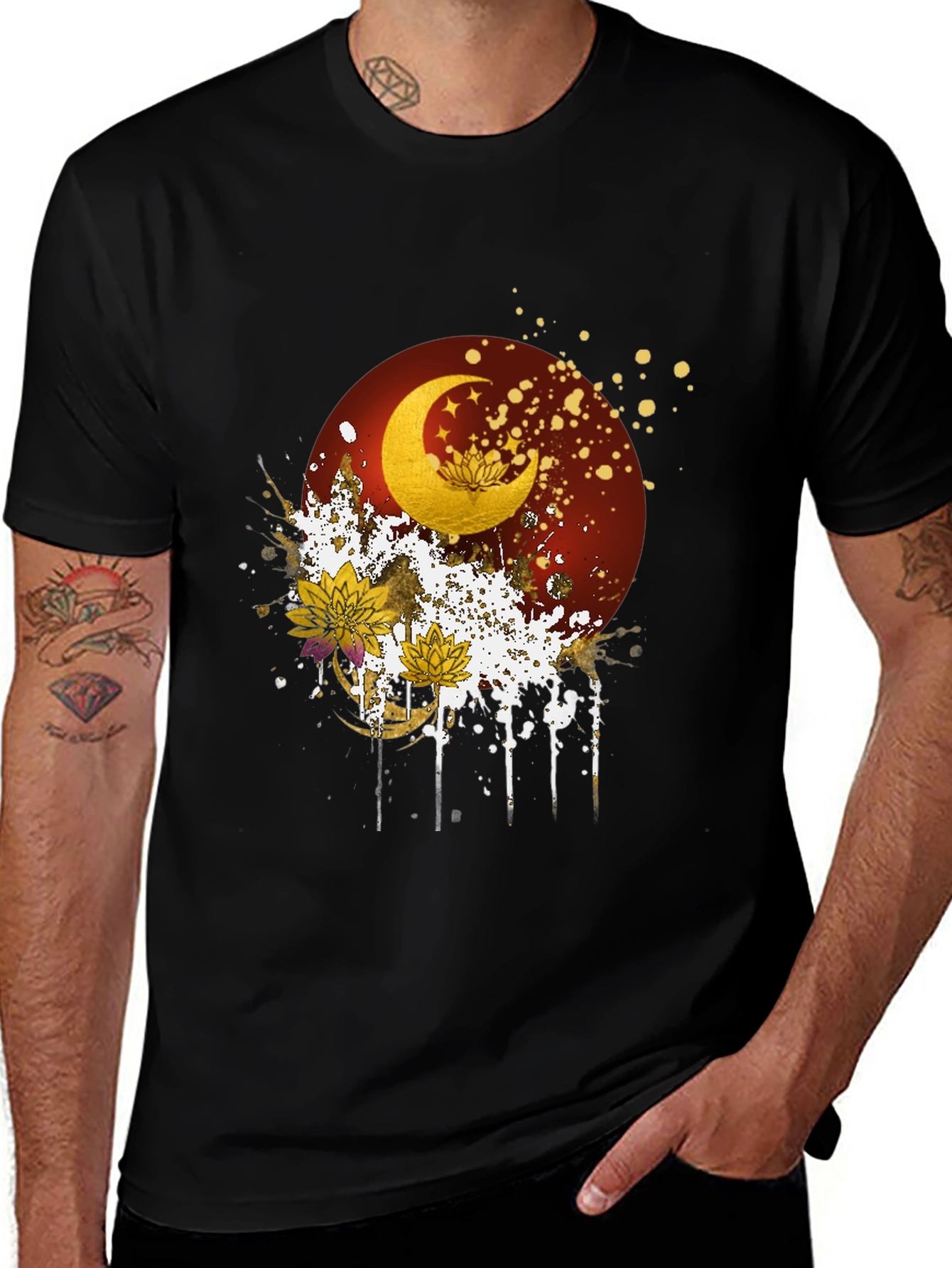 Variant 10 of Celestial Moon & Lotus Graphic Tee