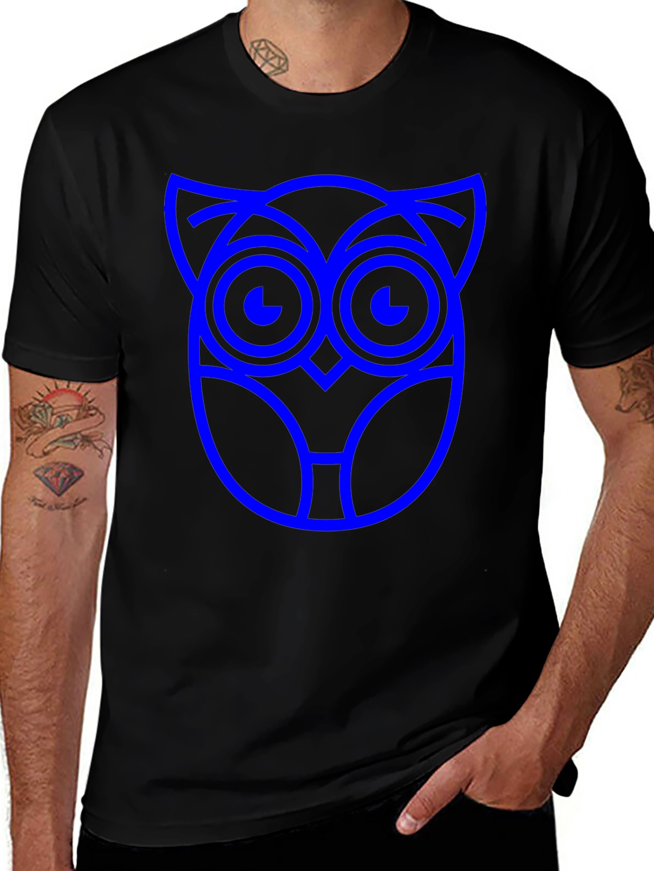 Variant 19 of Blue Owl Graphic Black T-Shirt