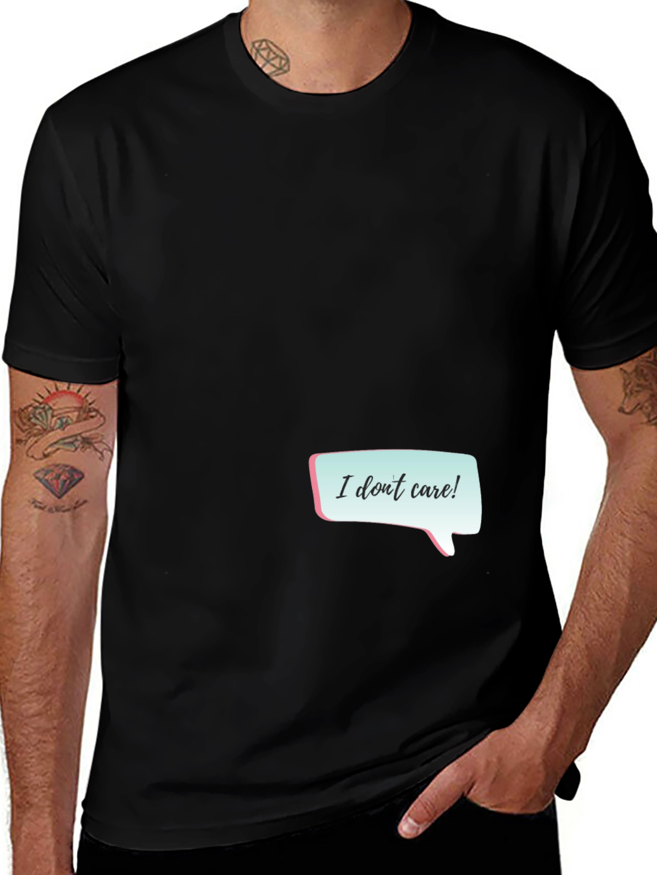Variant 26 of I Don't Care Graphic Tee - Black Casual T-Shirt
