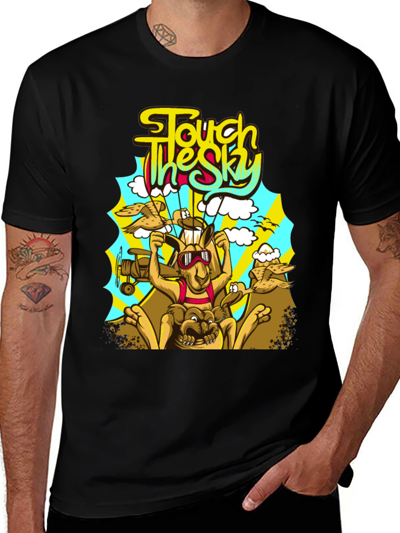 Variant 13 of Touch the Sky Kangaroo Graphic Tee - Black