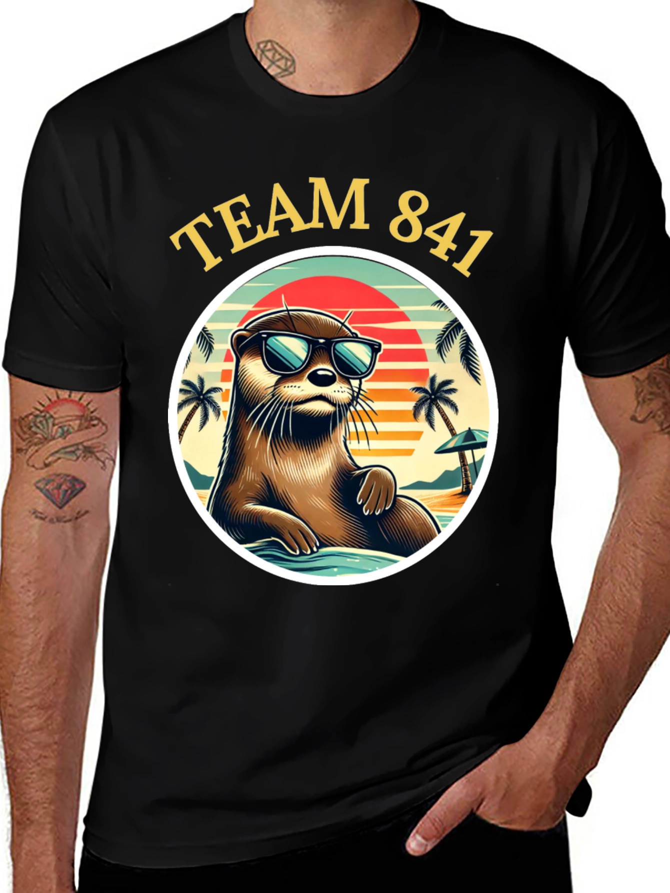 Variant 15 of Team 841 Otter T-Shirt - Cool Beach Vibes