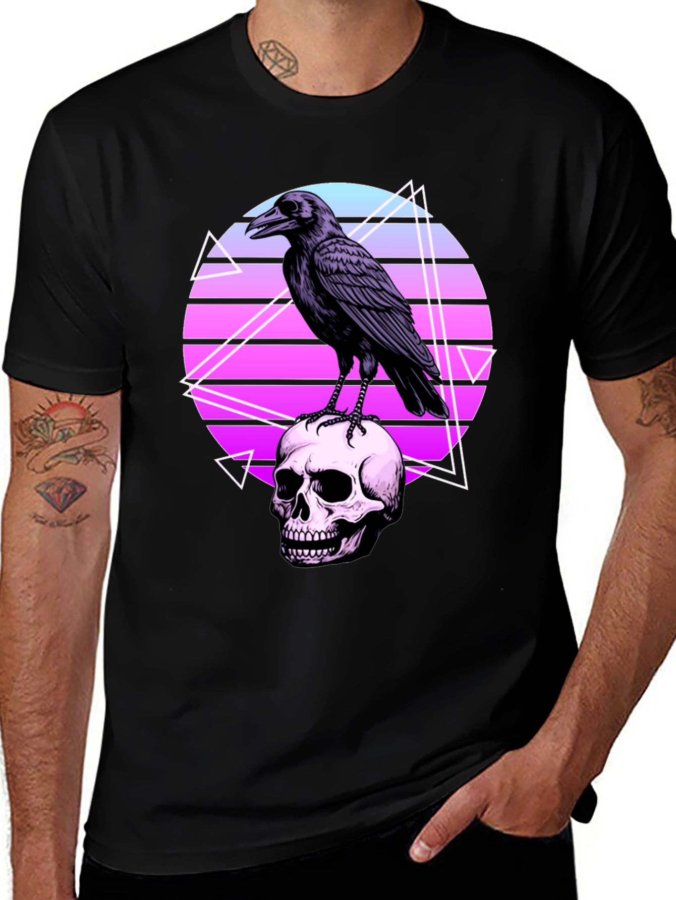 Variant 2 of Raven Perched on Skull T-Shirt