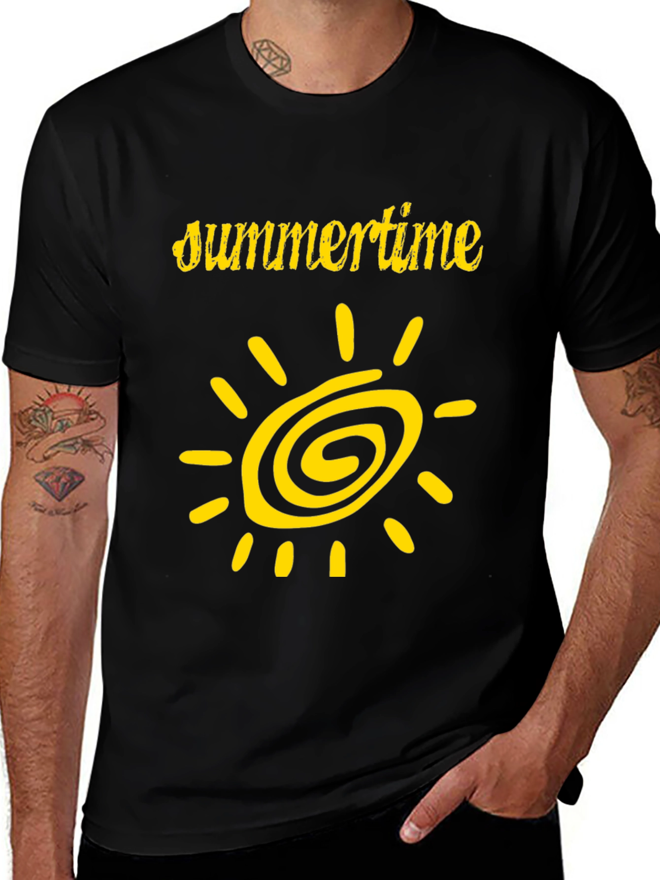 Variant 11 of Summertime Sun Graphic Black T-Shirt