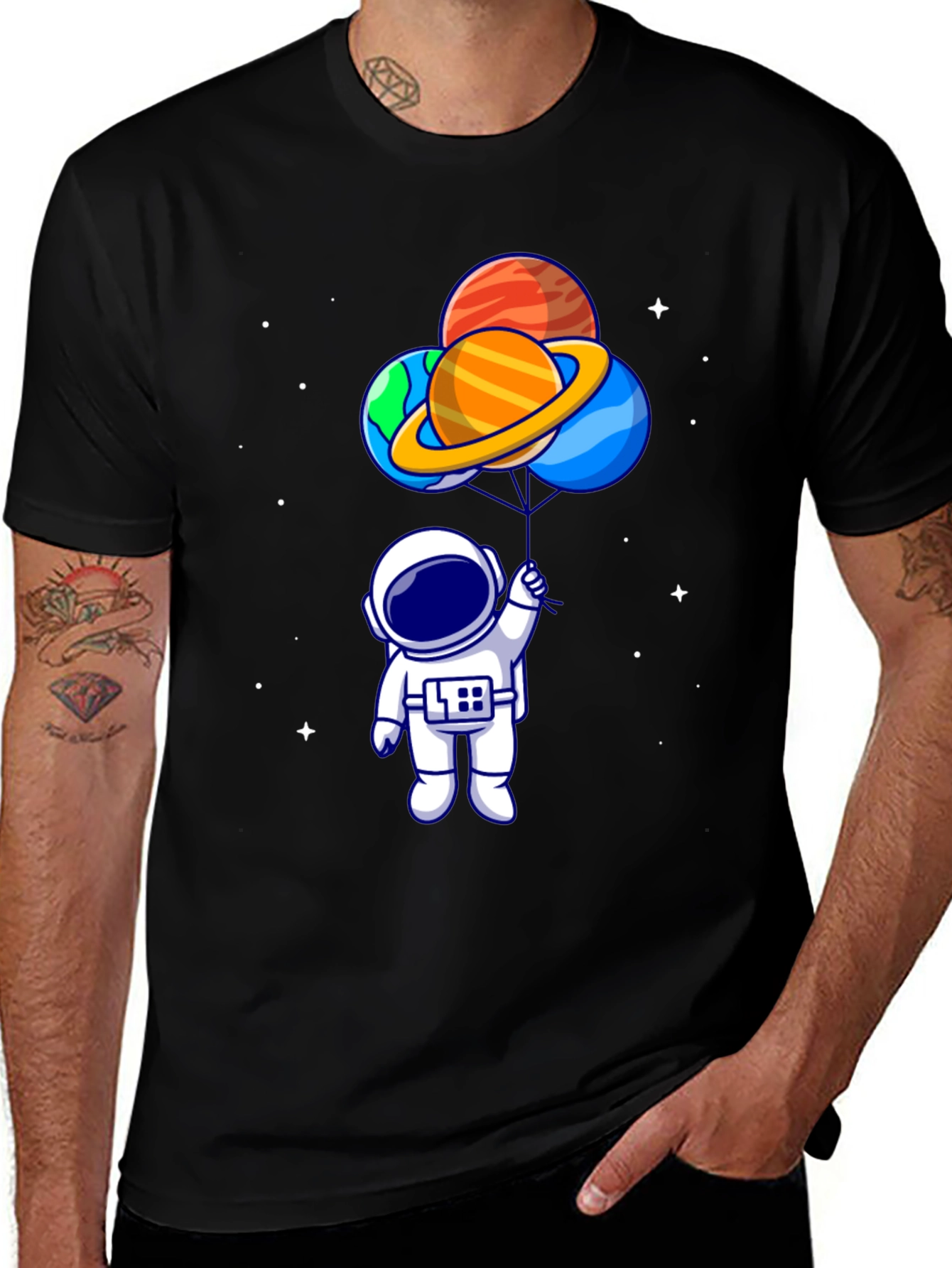 Variant 16 of Astronaut Planet Balloons Graphic T-Shirt