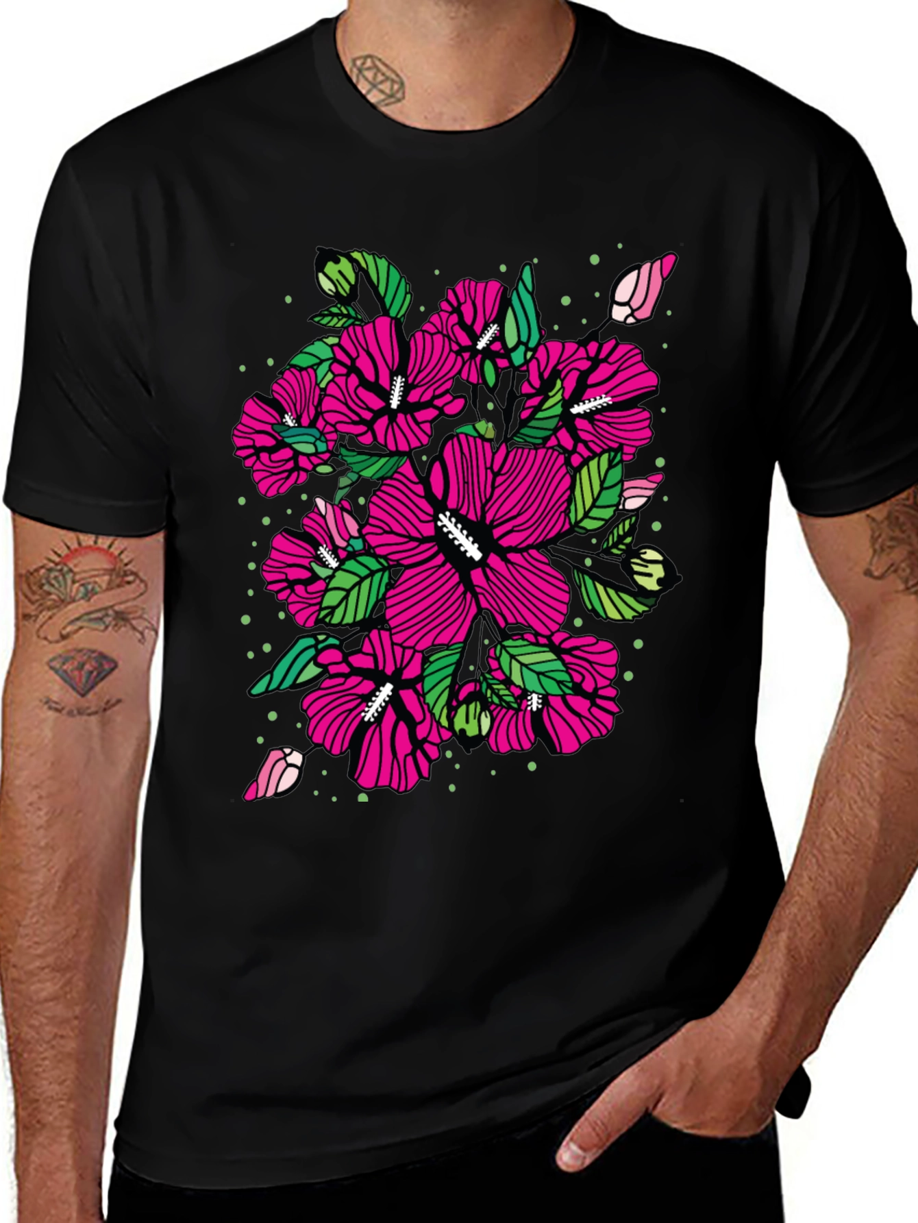 Variant 4 of Floral Hibiscus T-Shirt - Bold & Stylish Men's Tee