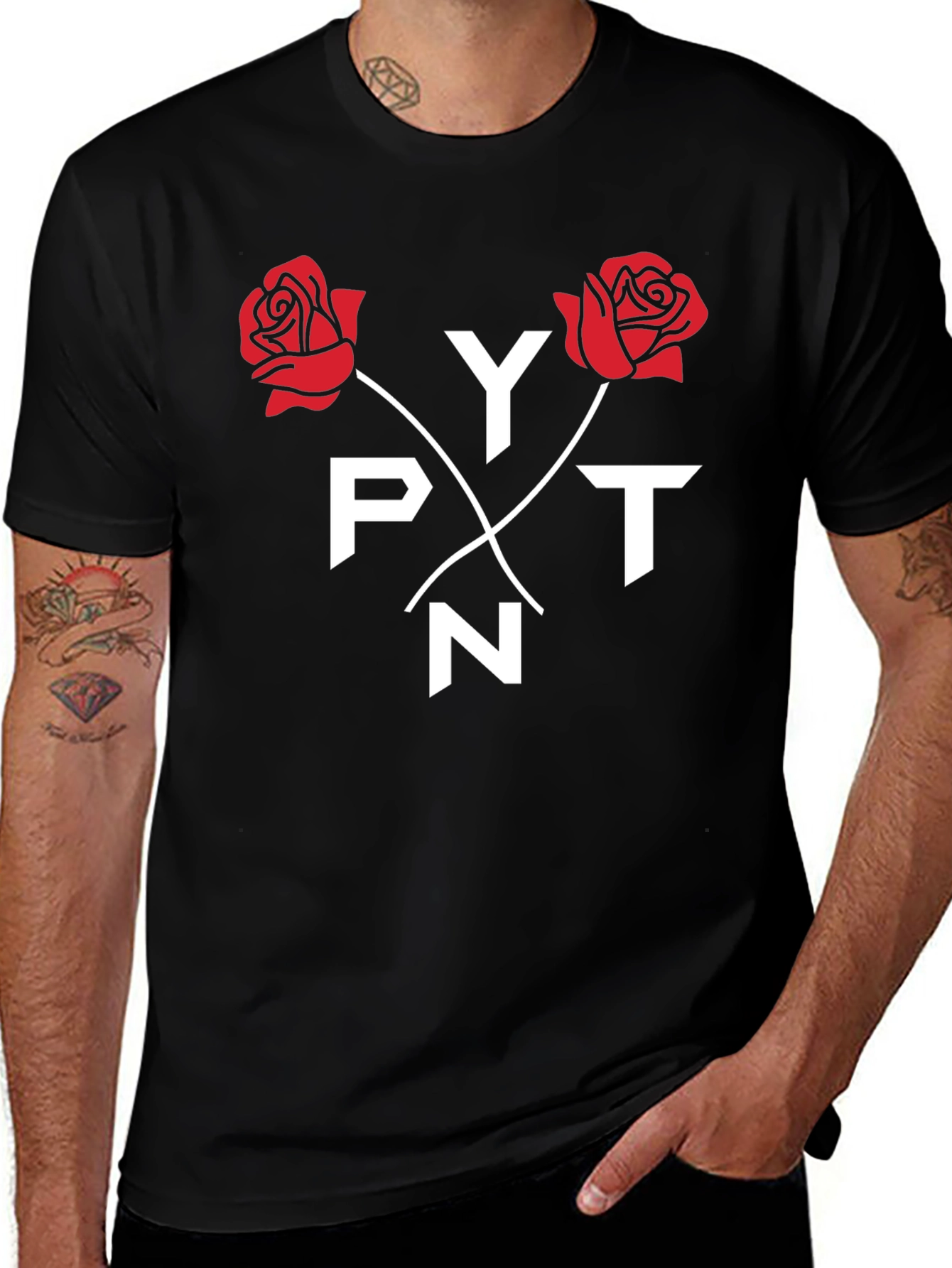 Variant 6 of PYTN Roses Graphic T-Shirt - Stylish Black Tee