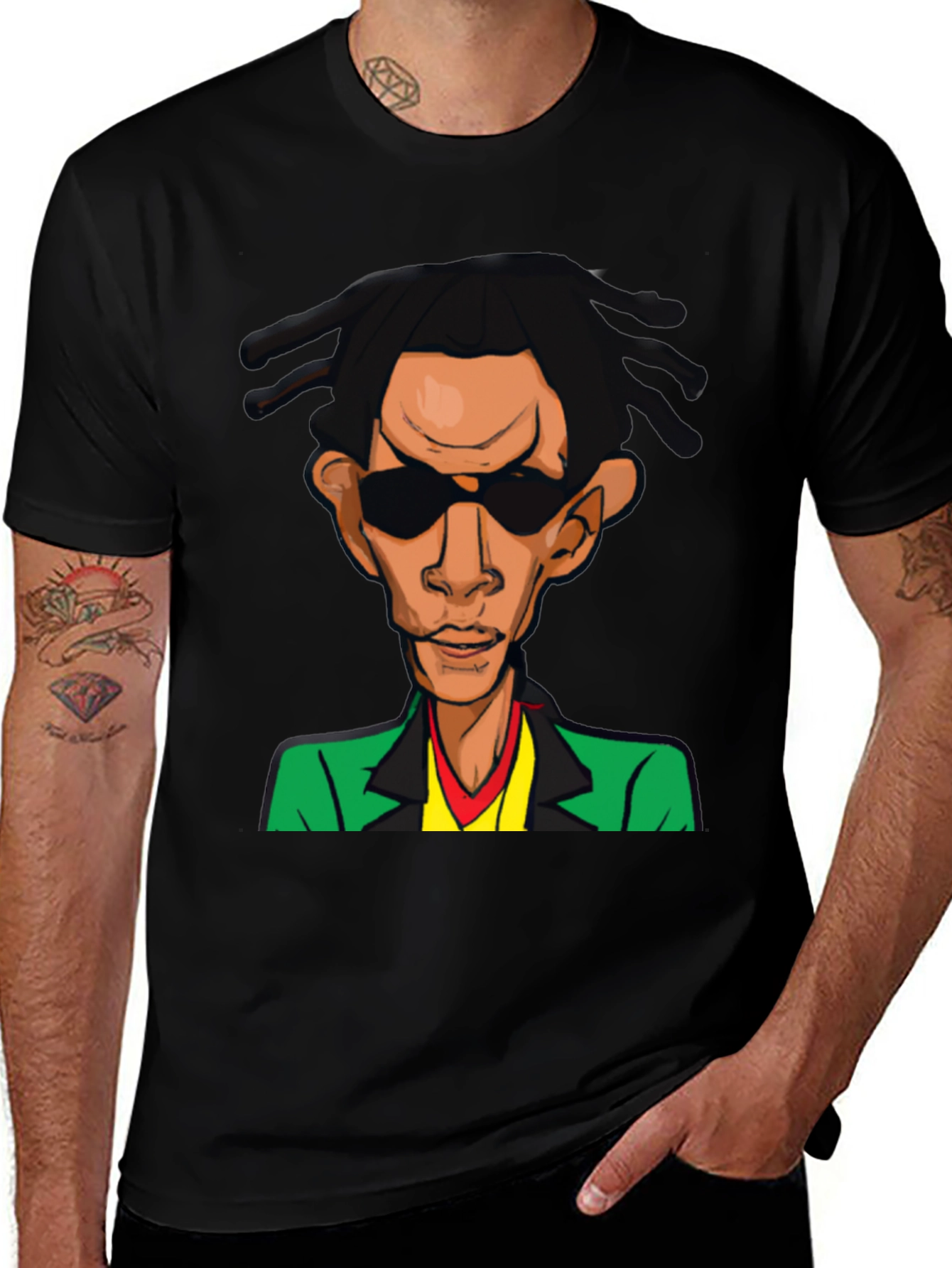Variant 9 of Cool Cartoon Graphic Black T-Shirt