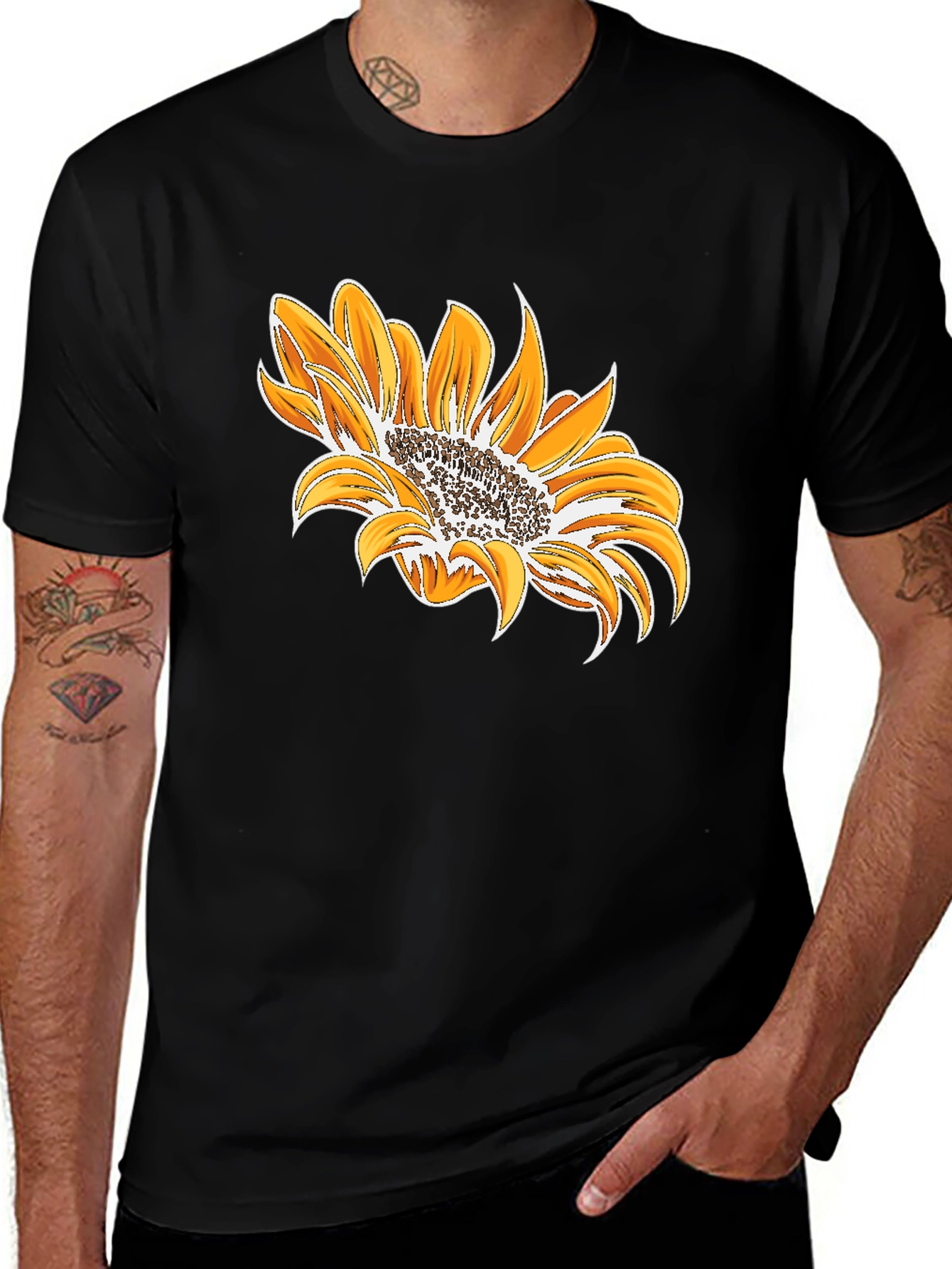 Variant 30 of Sunflower Graphic T-Shirt - Bold Black Tee