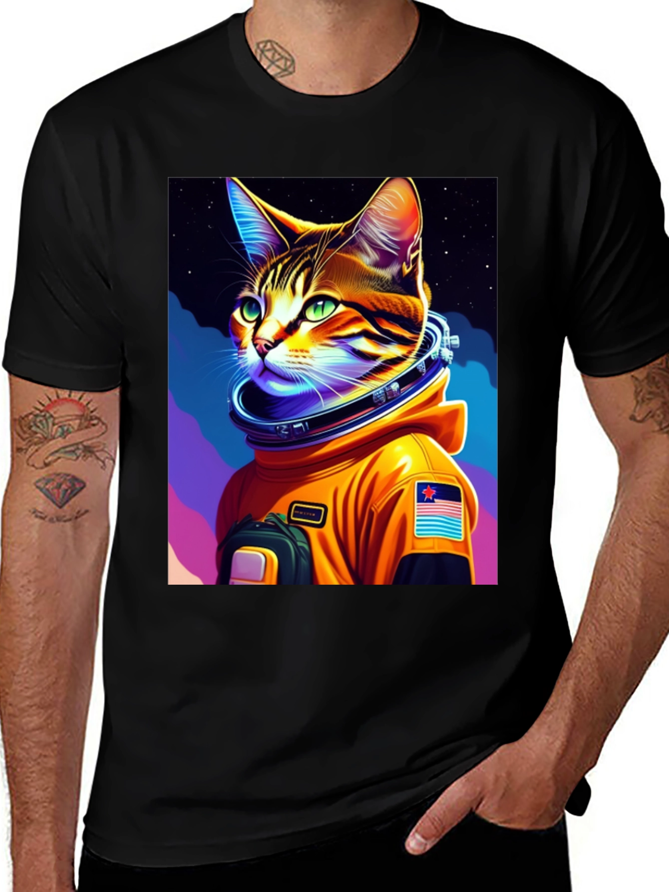 Variant 10 of Cat Astronaut T-Shirt - Unique Space Design