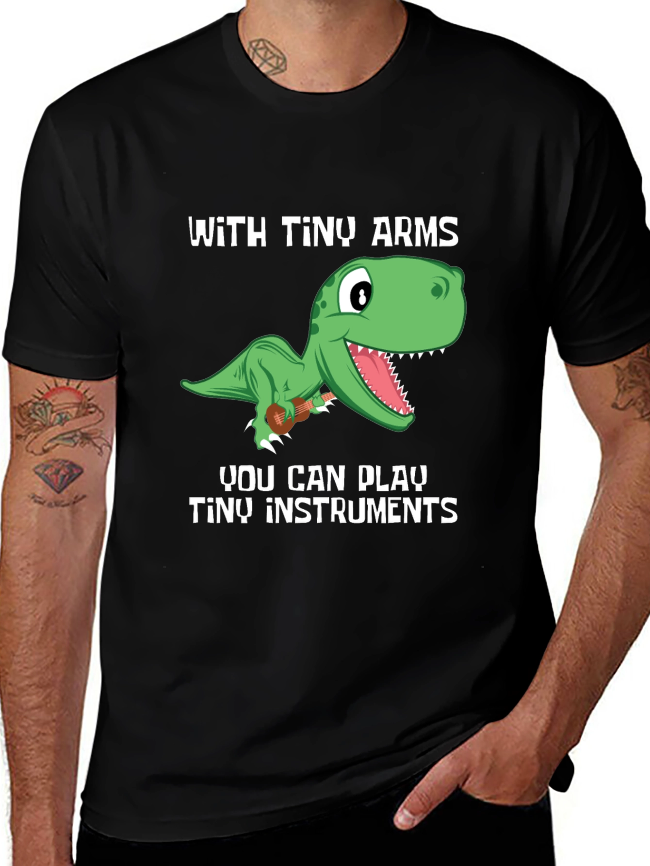 Variant 23 of Dino Musician T-Shirt - Tiny Arms, Tiny Instruments