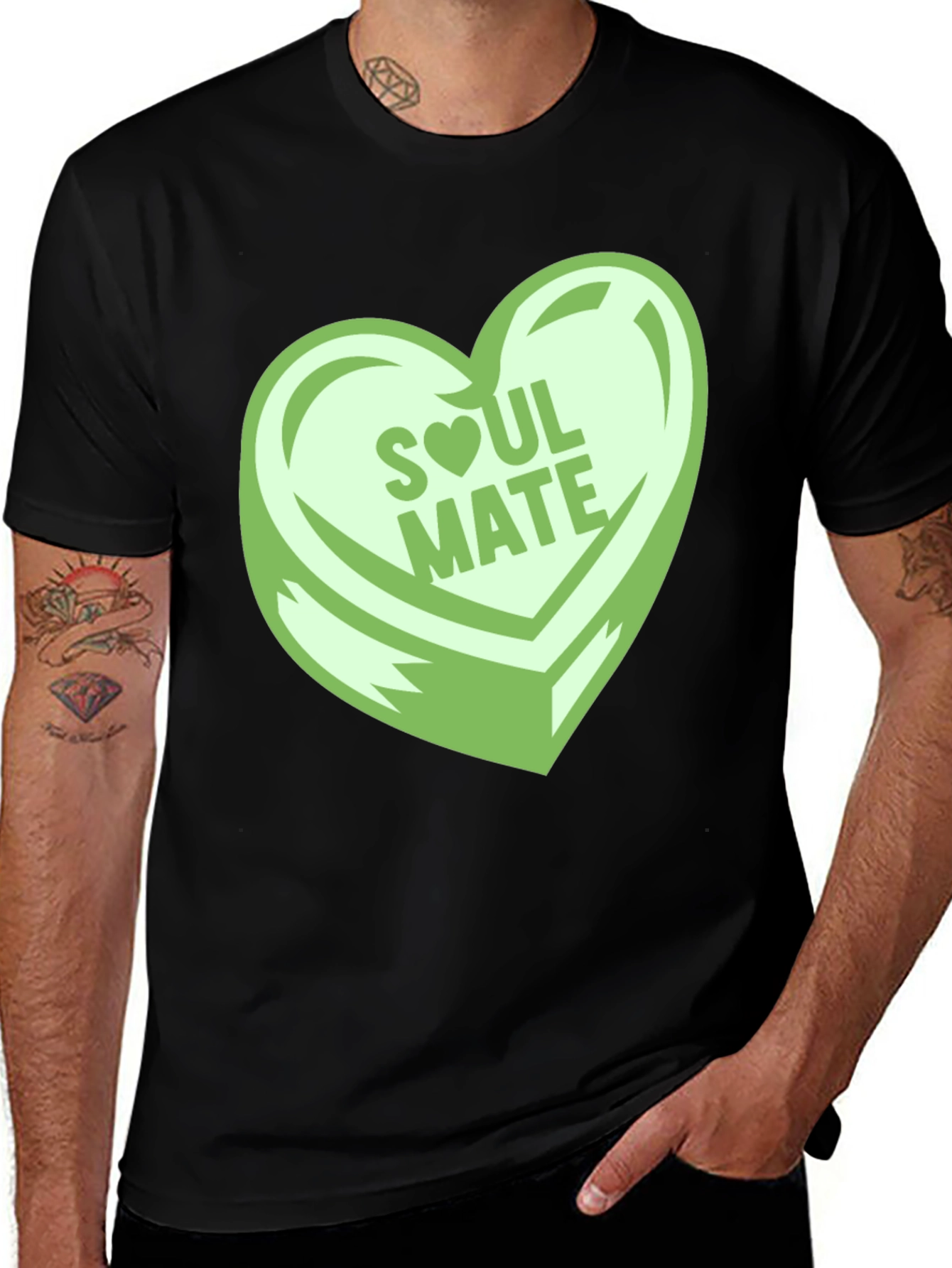 Variant 2 of Soul Mate Heart Graphic Tee - Black Casual T-Shirt