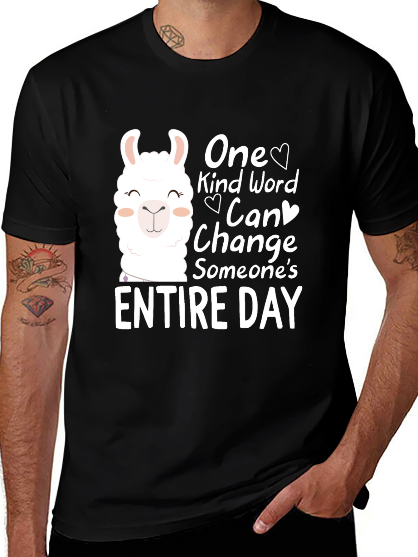 Variant 29 of Kindness Llama Graphic Tee - One Kind Word Can Change Someone's Day