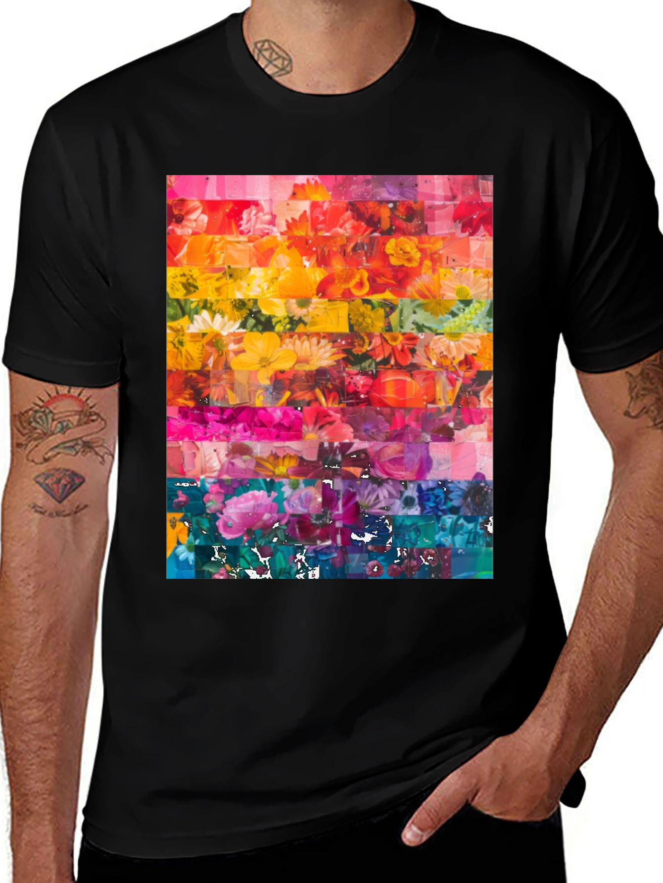 Variant 12 of Floral Spectrum T-Shirt - Colorful Botanical Design