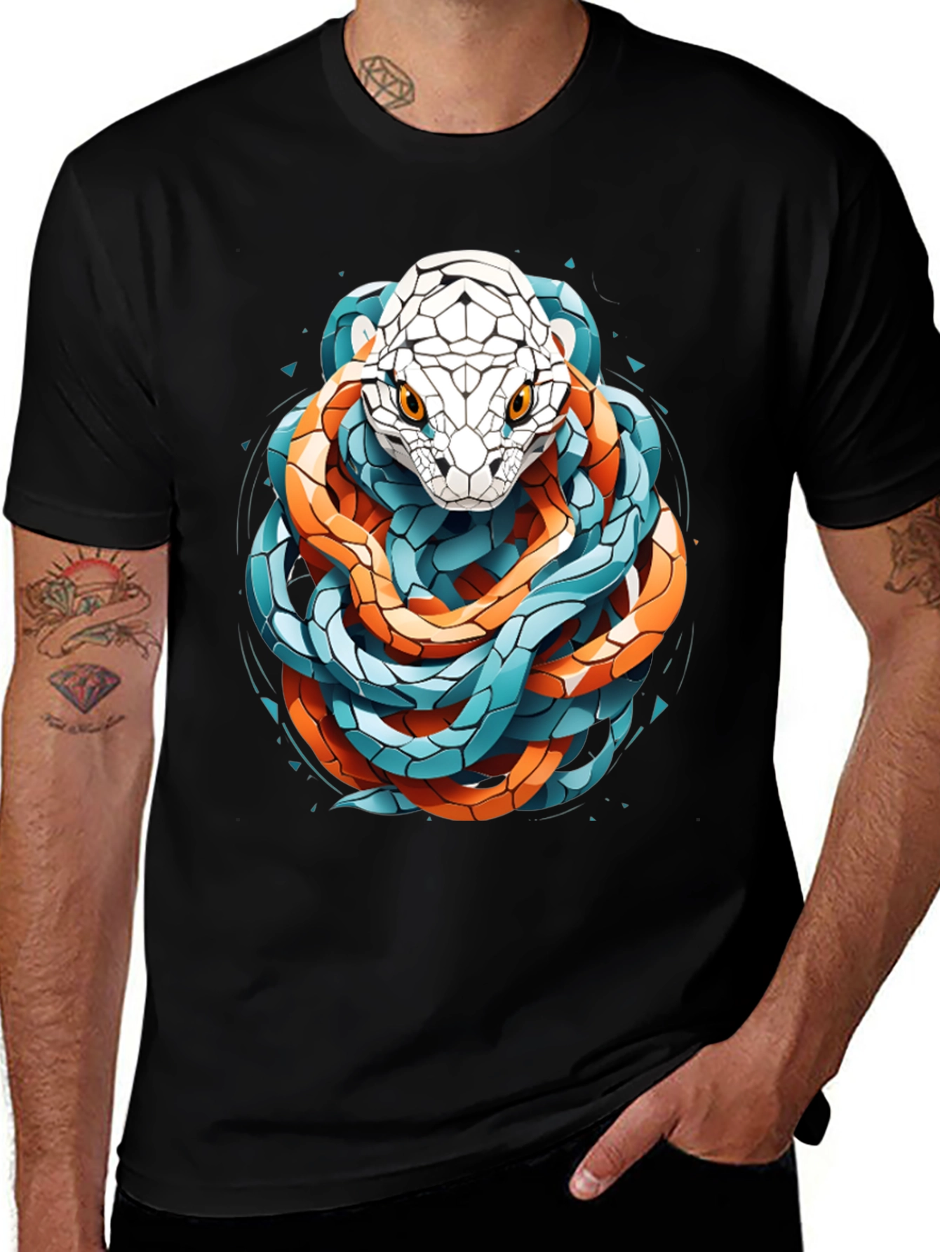 Variant 2 of Geometric Snake Graphic Tee - Stylish and Bold