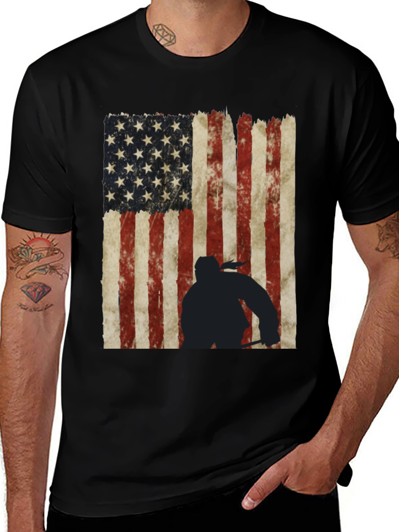 Variant 5 of American Flag Hockey Silhouette Tee