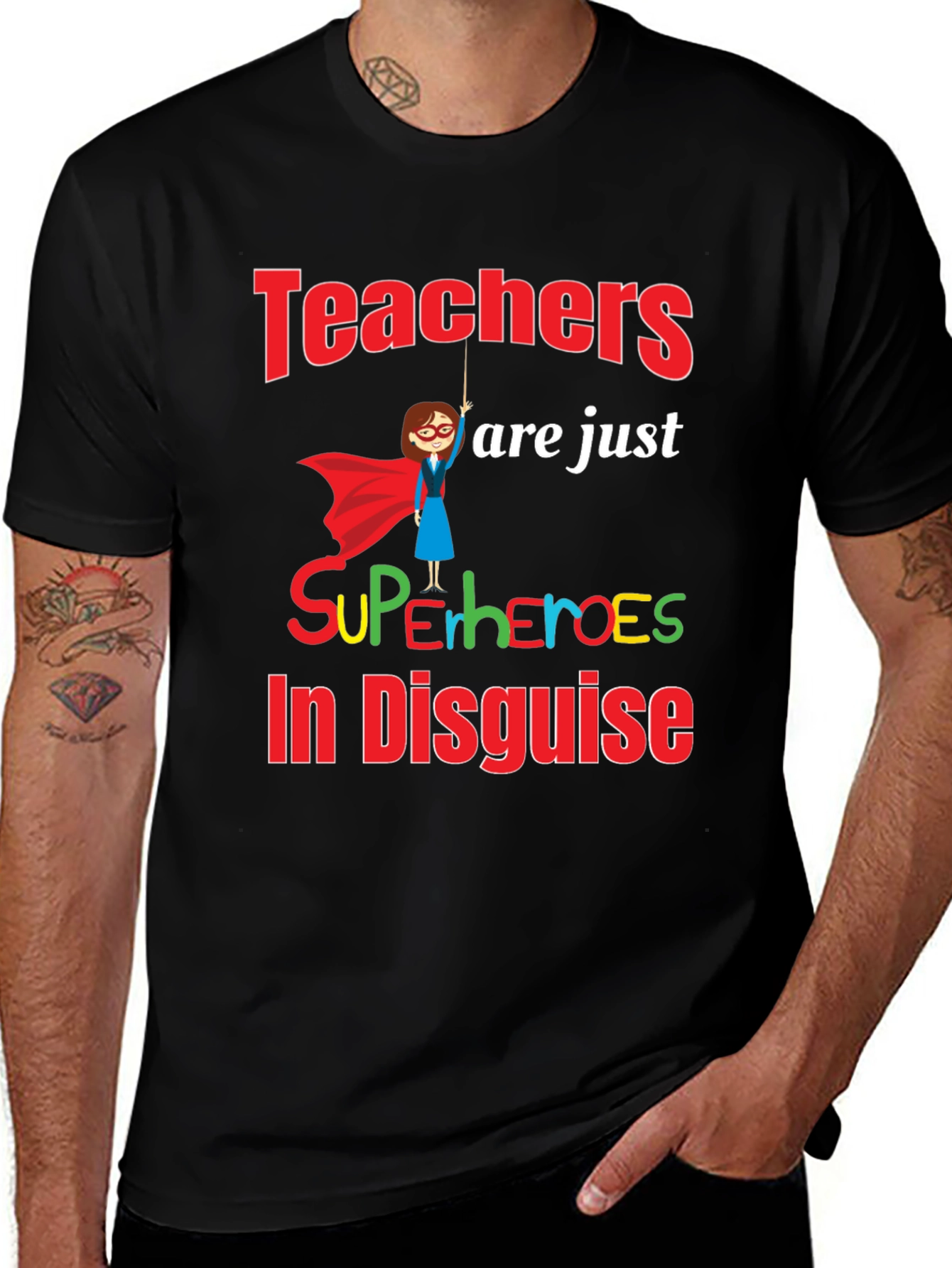 Variant 28 of Teacher Superhero Graphic Tee - Perfect for Educators!