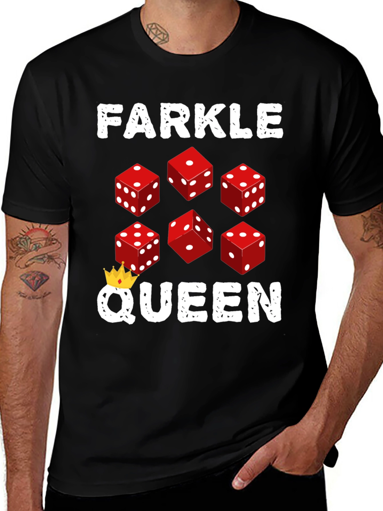 Farkle Queen Dice Graphic T-Shirt - Game Night Apparel