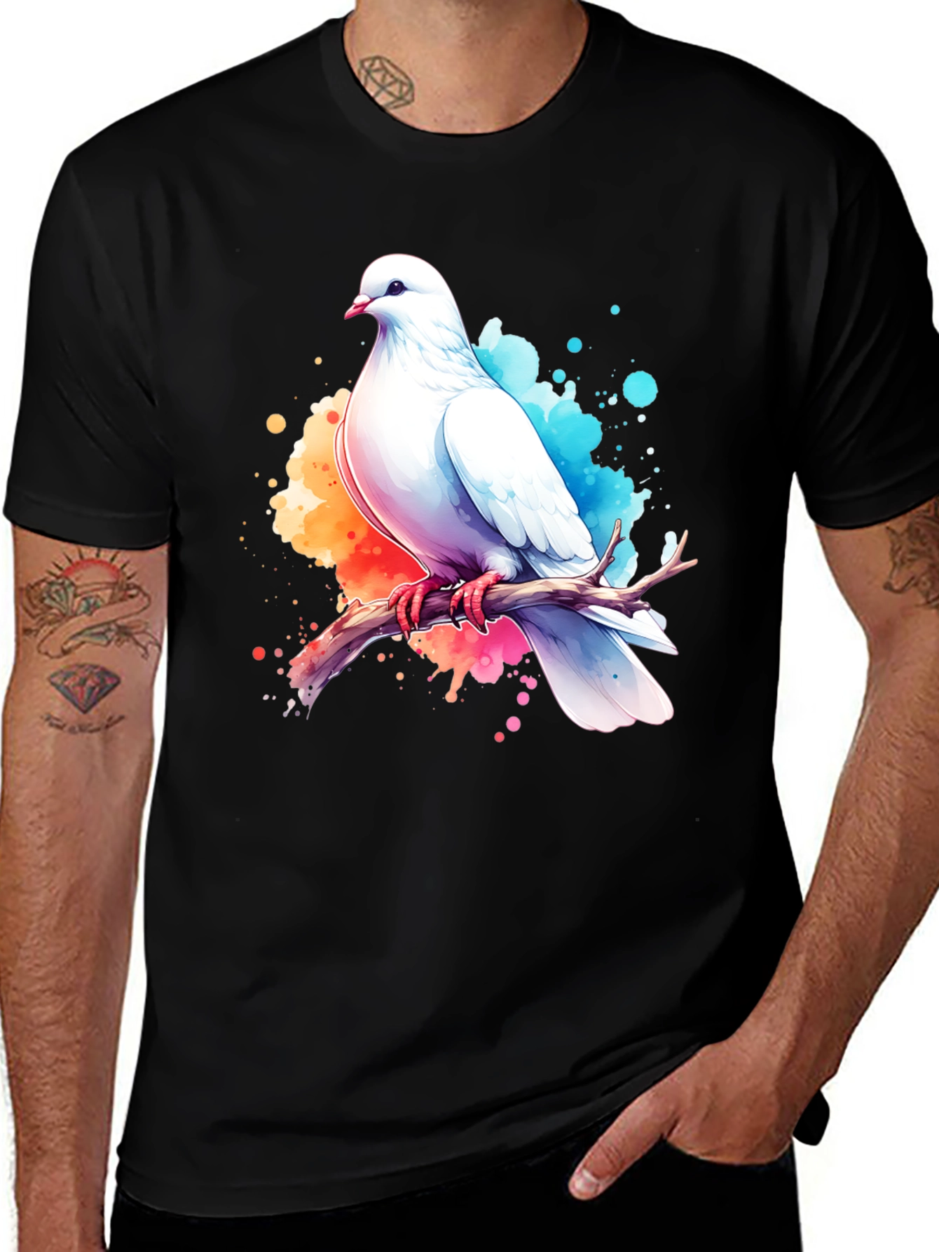 Variant 7 of Dove Watercolor Graphic Tee - Peace & Art Shirt
