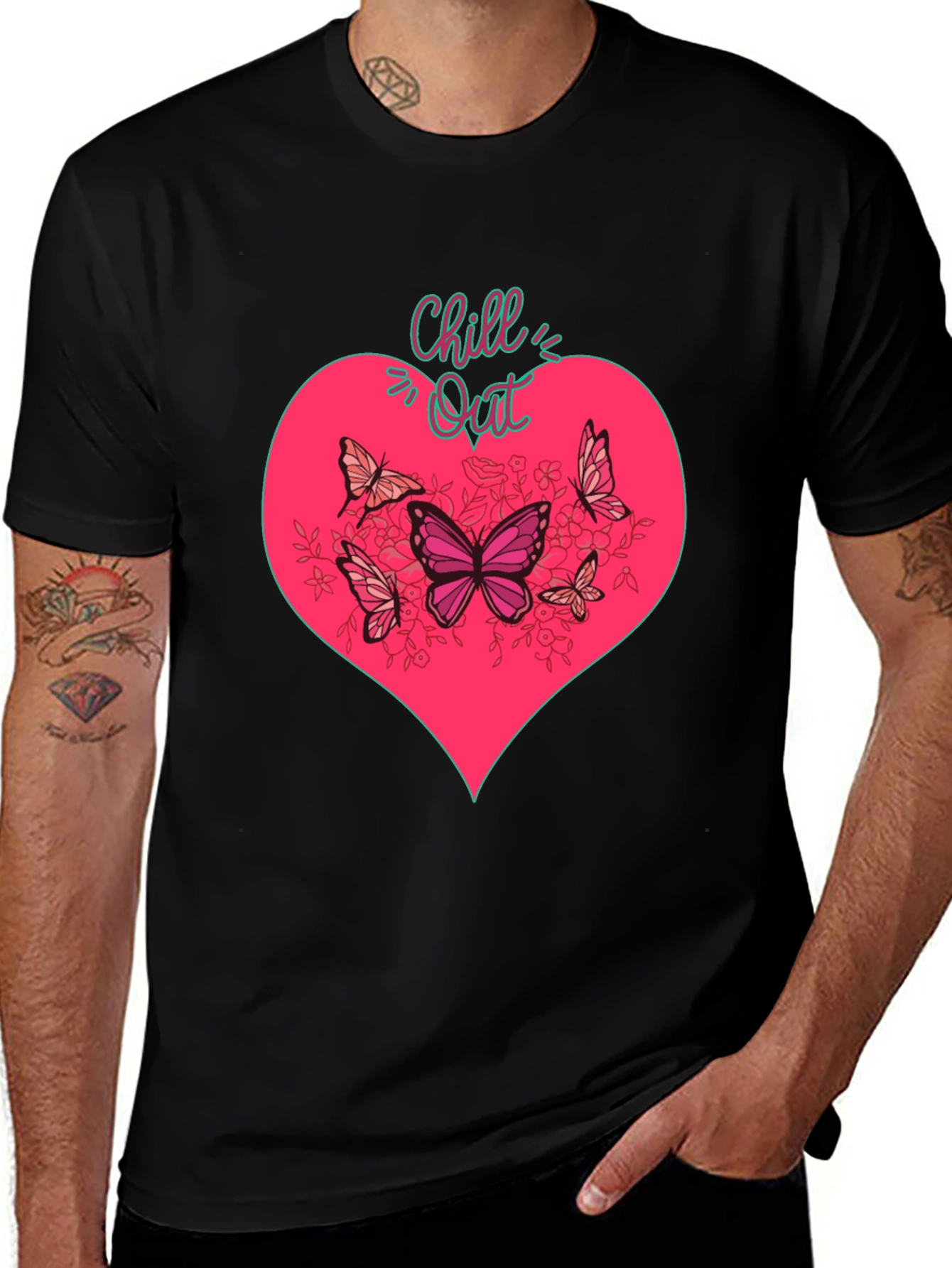 Variant 29 of Chill Out Heart & Butterfly Graphic Tee