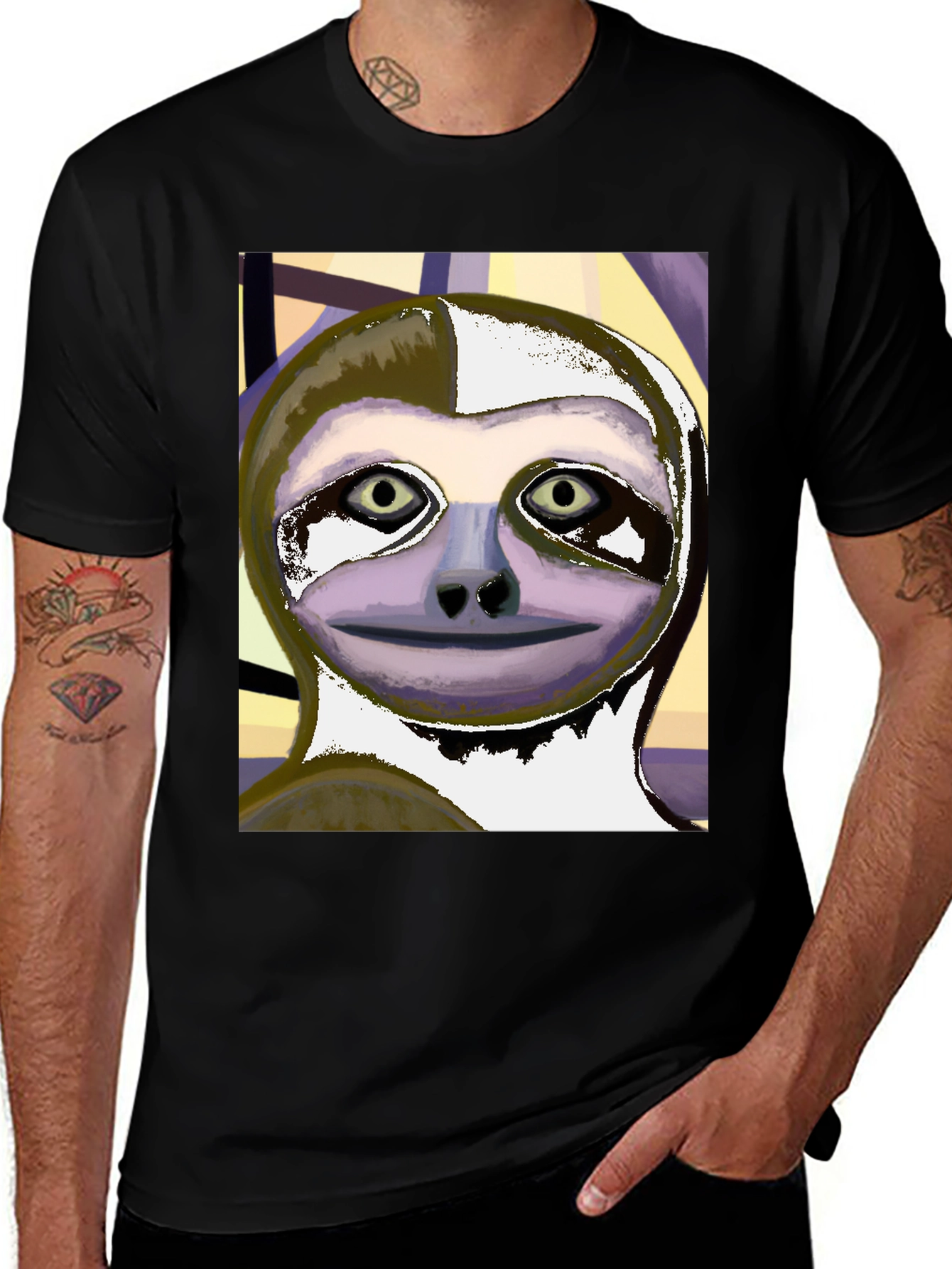 Variant 20 of Sloth Art Tee - Black Unisex T-Shirt