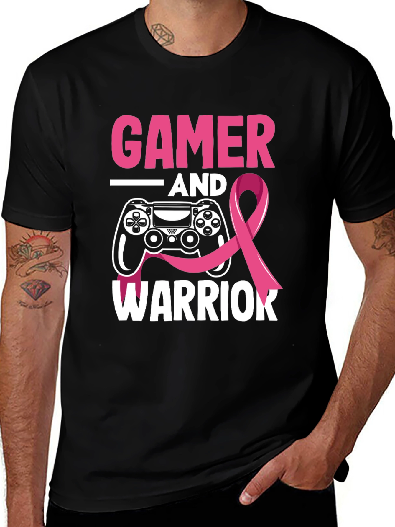 Variant 18 of Gamer Warrior Breast Cancer Awareness T-Shirt