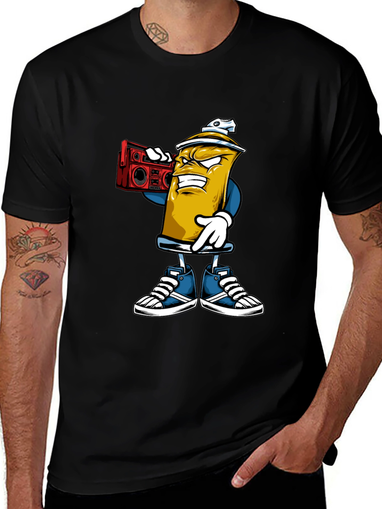 Cool Spray Can Cartoon Graphic T-Shirt