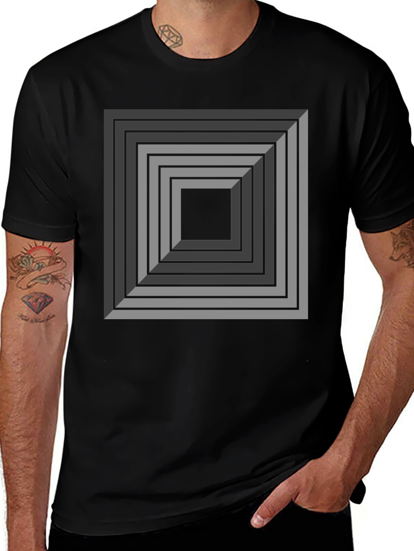 Variant 25 of Optical Illusion Square Graphic Tee - Modern Style