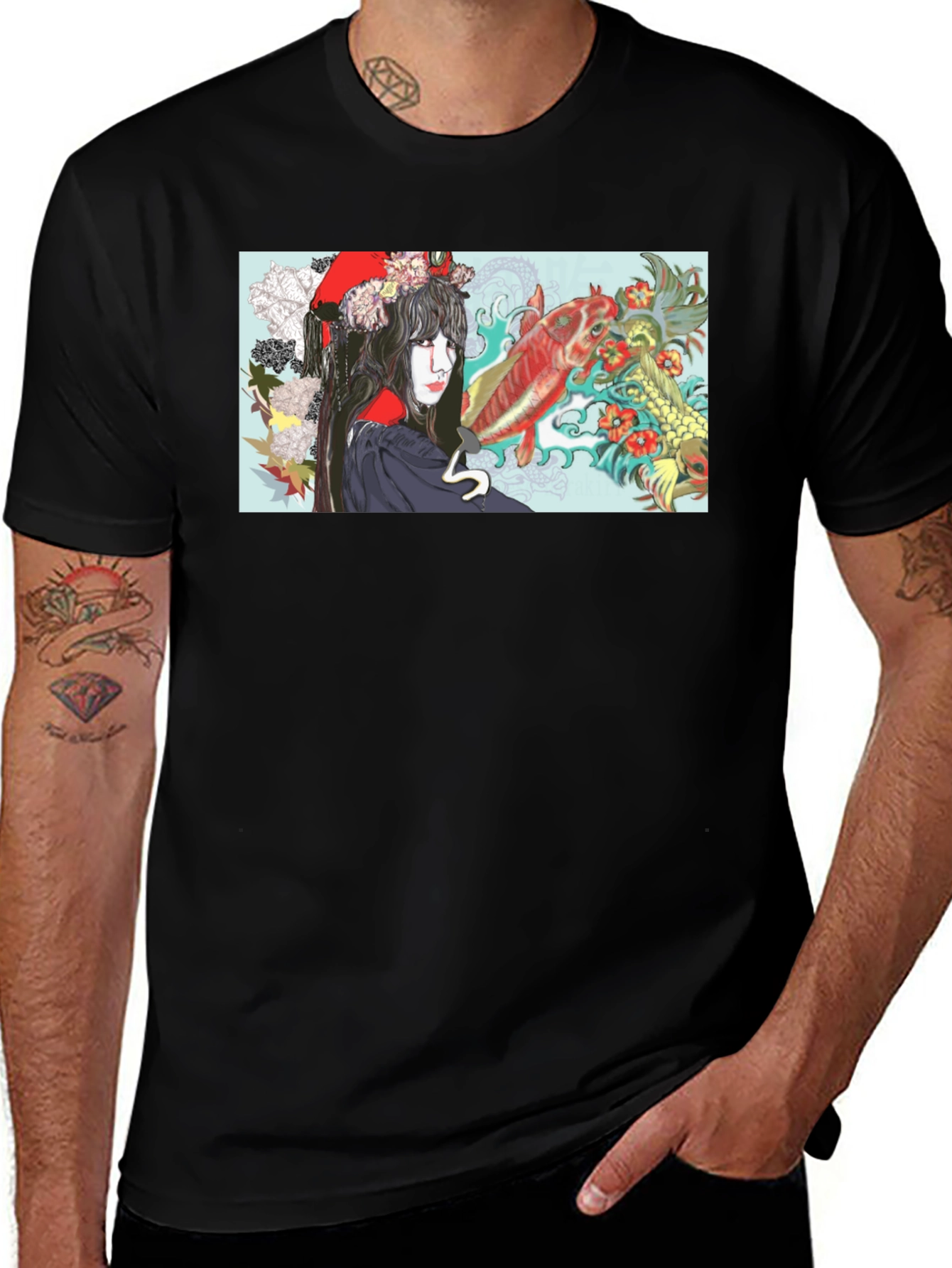 Variant 3 of Koi Fish Geisha Graphic T-Shirt