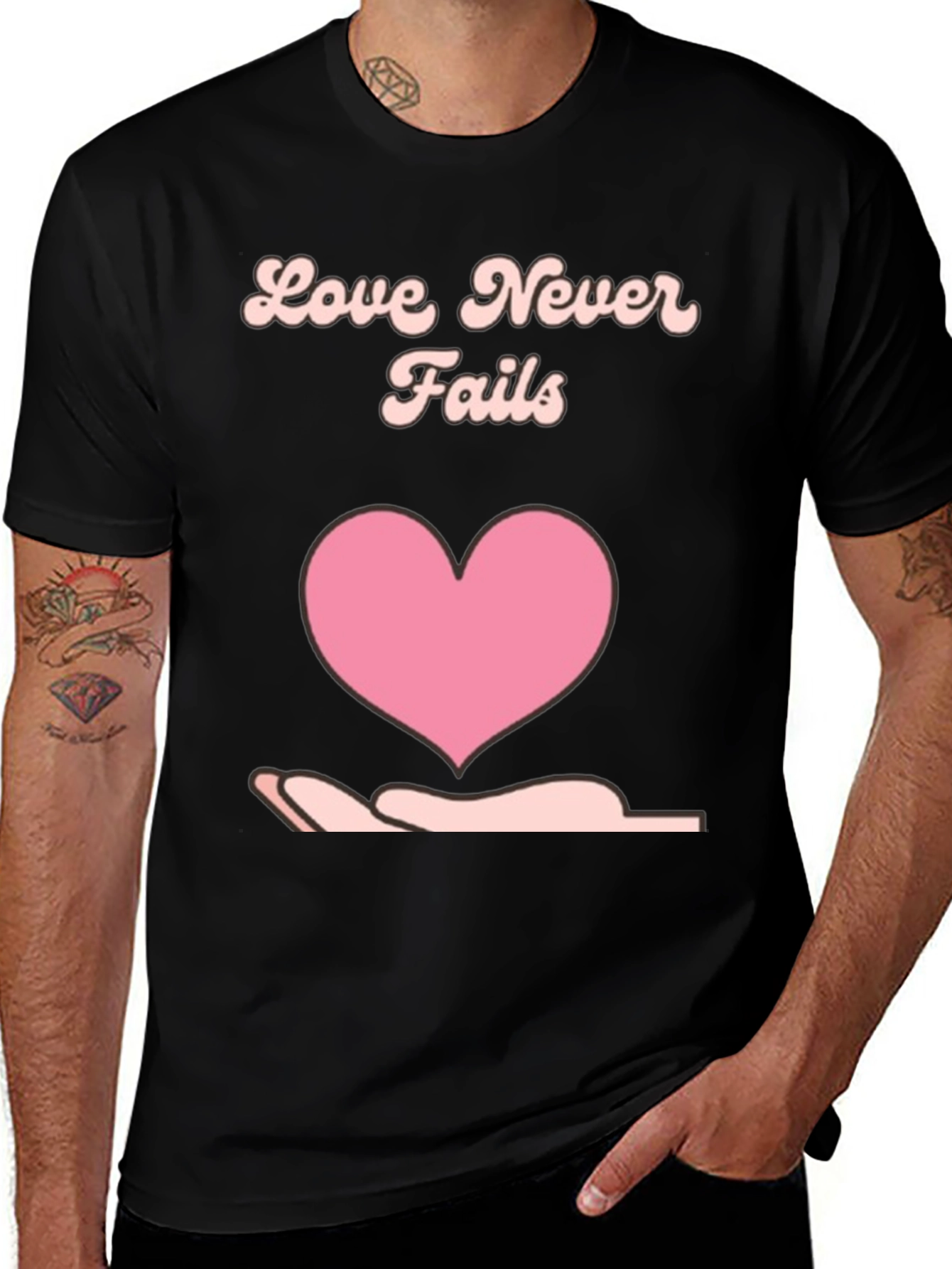 Variant 19 of Love Never Fails Graphic T-Shirt - Black